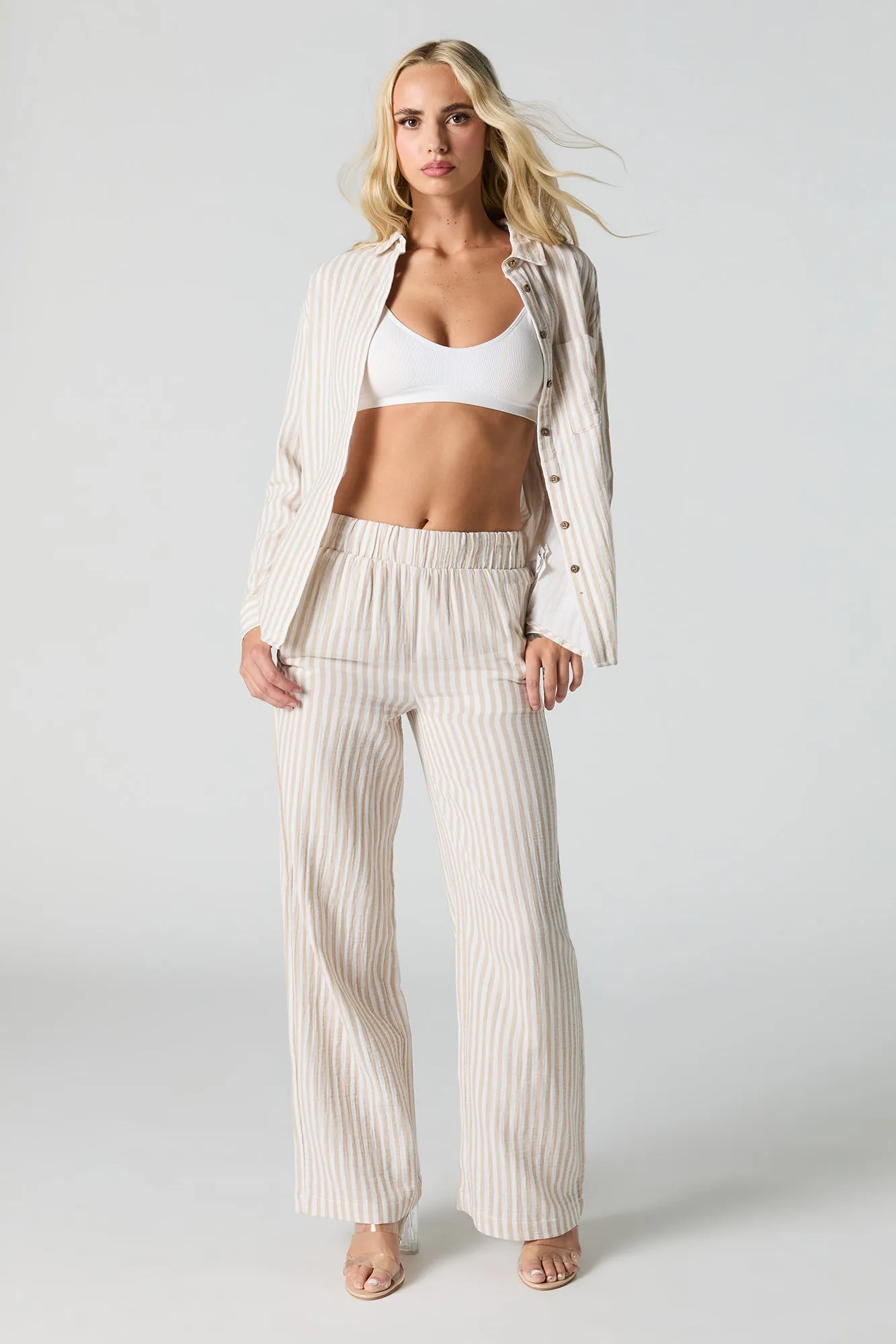 Crinkled Wide Leg Pant