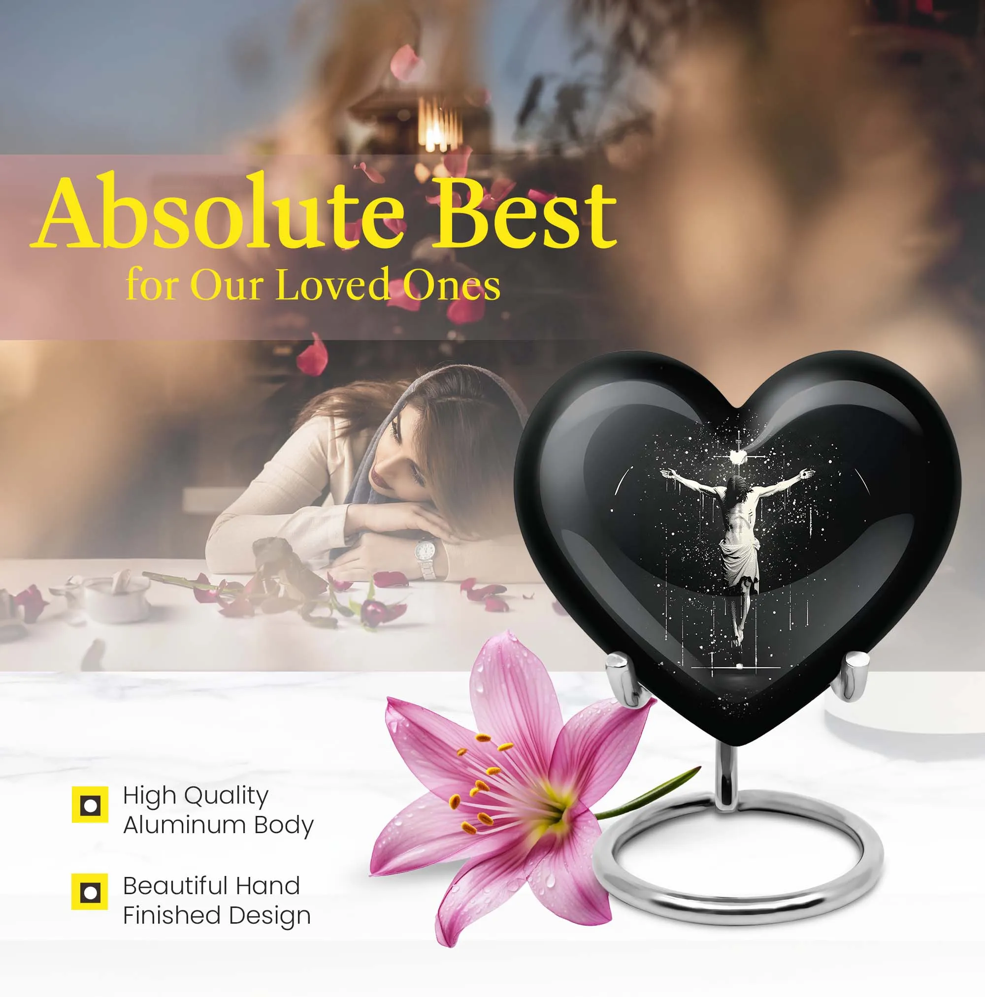 Cross Urn - Classy Funeral Urn for Women Embracing Memorable Life