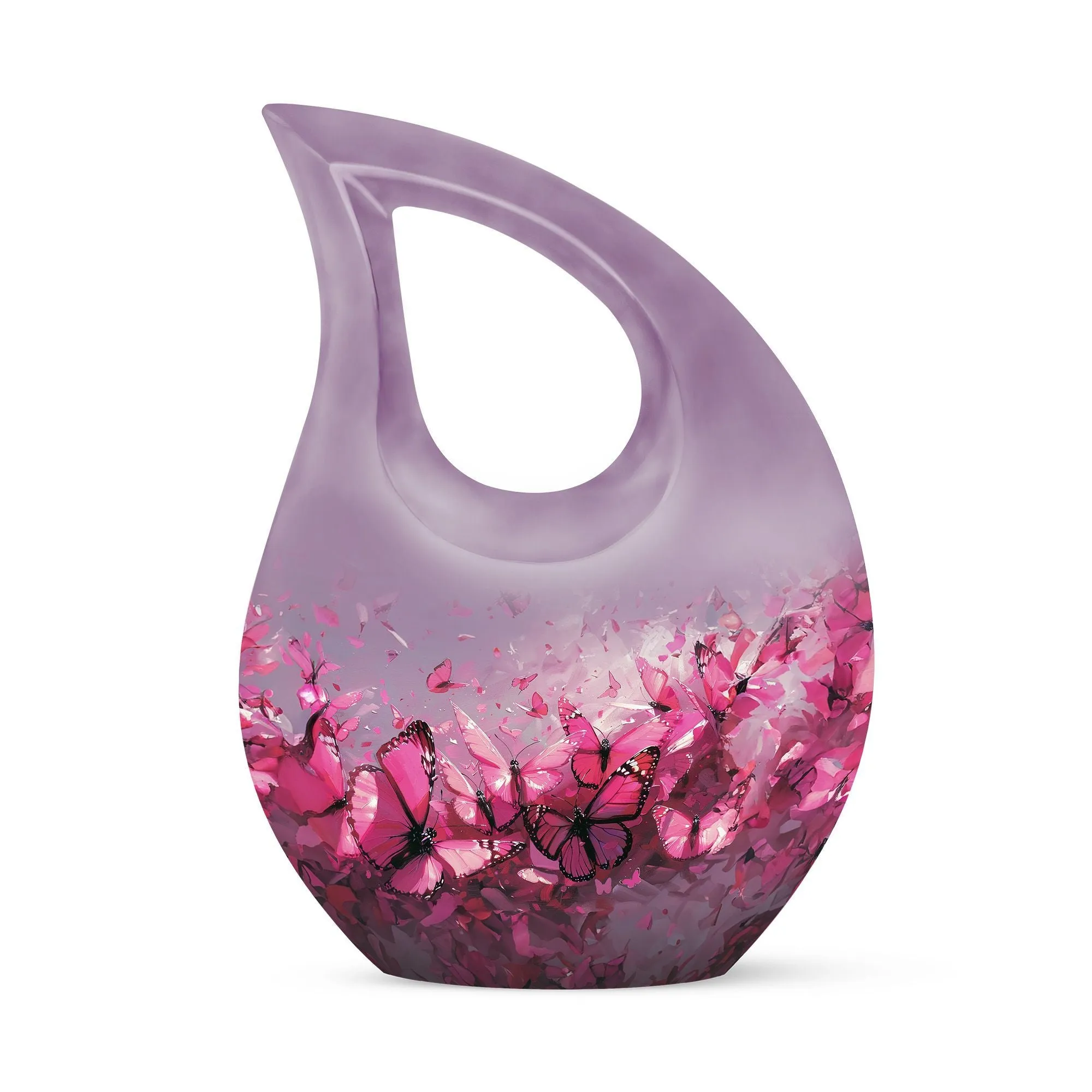 Custom Pink Butterfly Medium Cremation Urn for Remembrance