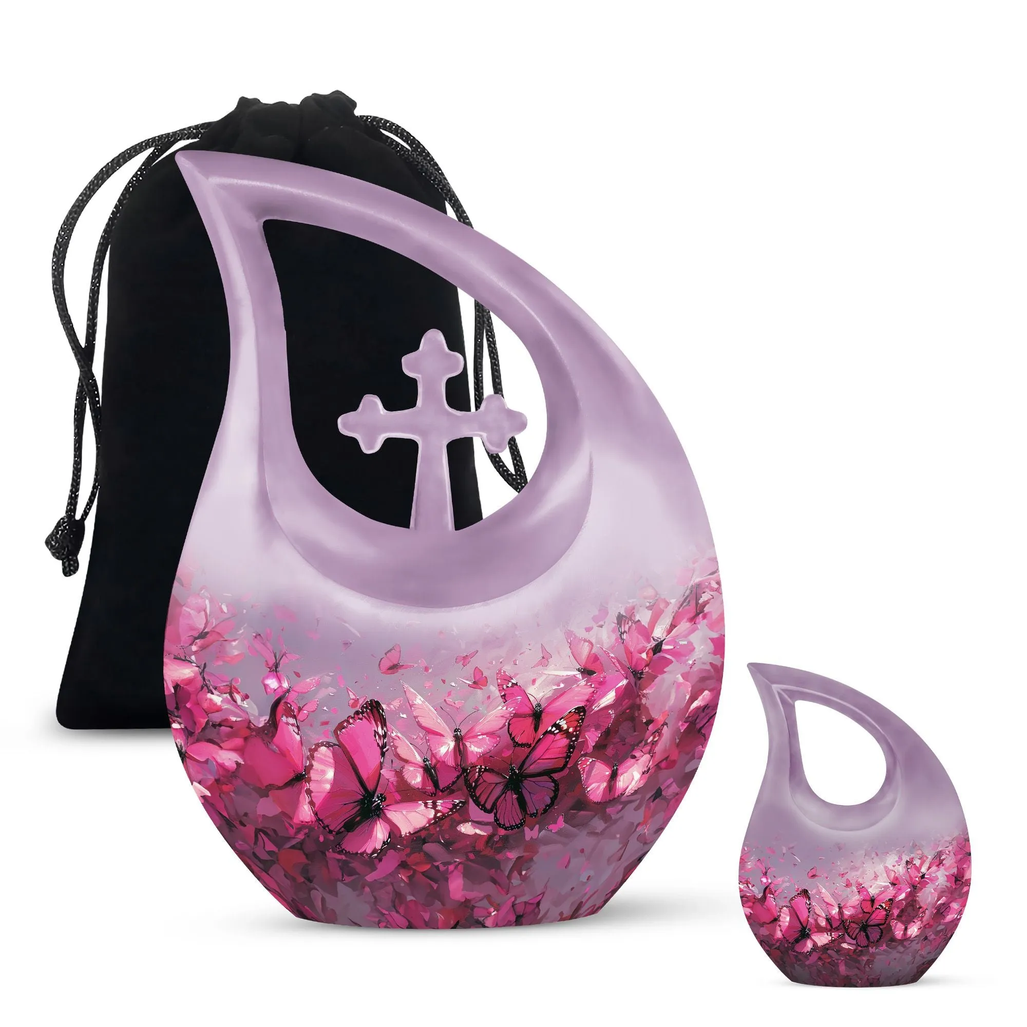 Custom Pink Butterfly Medium Cremation Urn for Remembrance