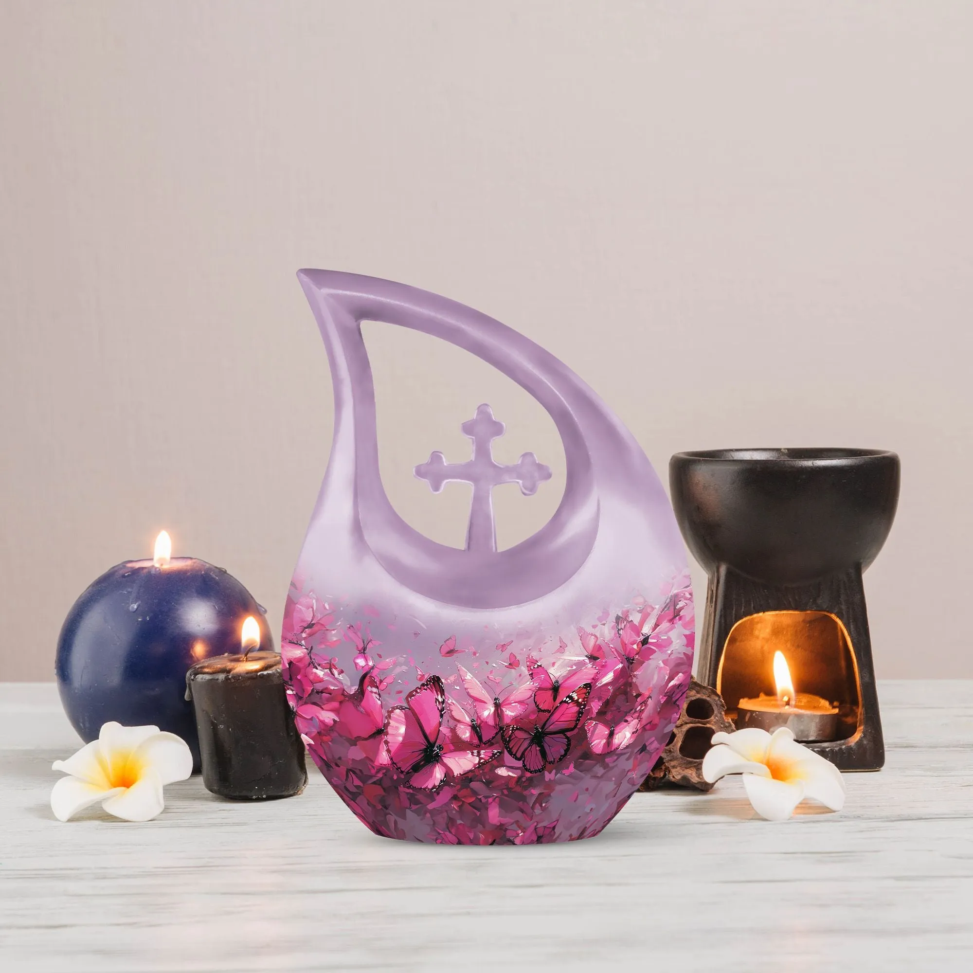Custom Pink Butterfly Medium Cremation Urn for Remembrance