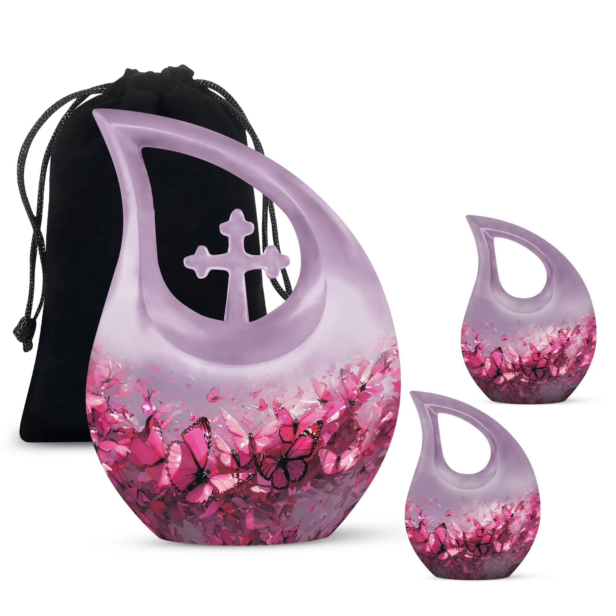 Custom Pink Butterfly Medium Cremation Urn for Remembrance