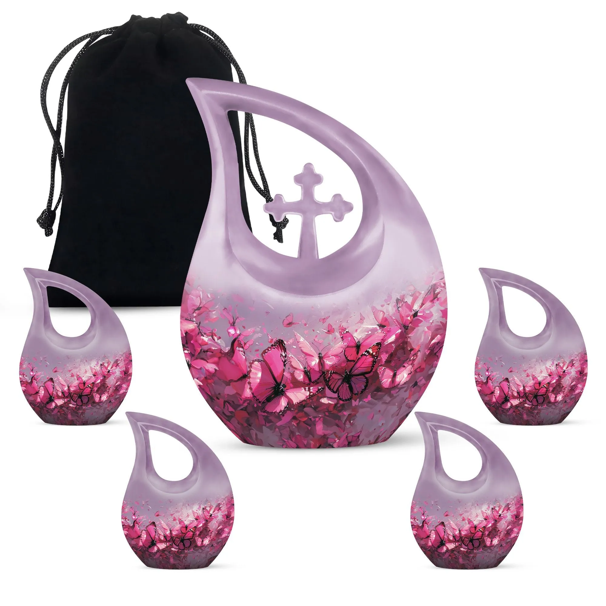 Custom Pink Butterfly Medium Cremation Urn for Remembrance