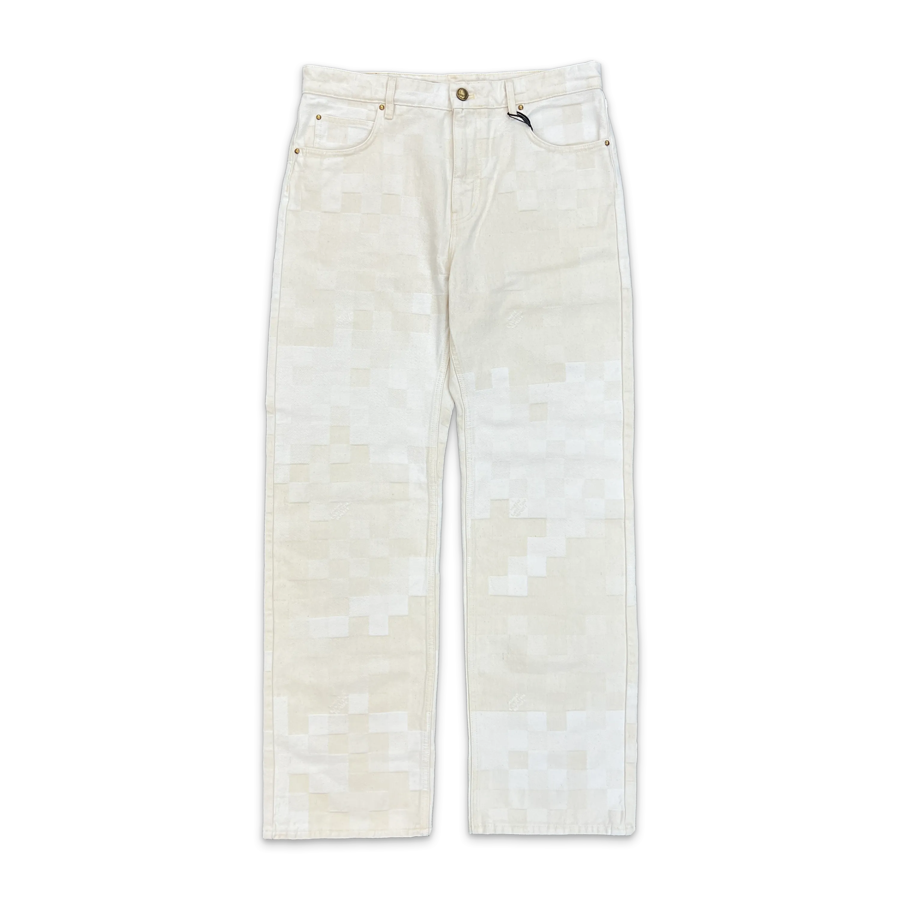 Damier Damoflage Jacquard Denim Skate Pants White Cream