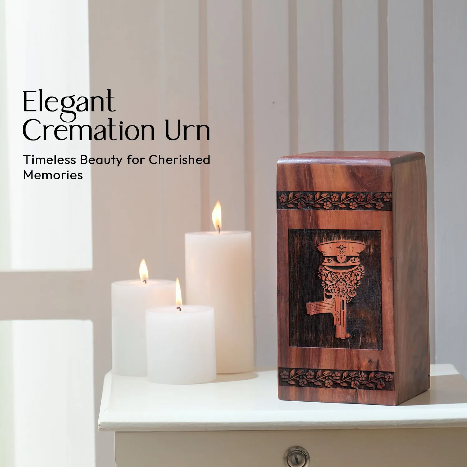 Decorative Wooden Cremation Urn For Adult Ashes - Perfect Memorial for Mom or Male
