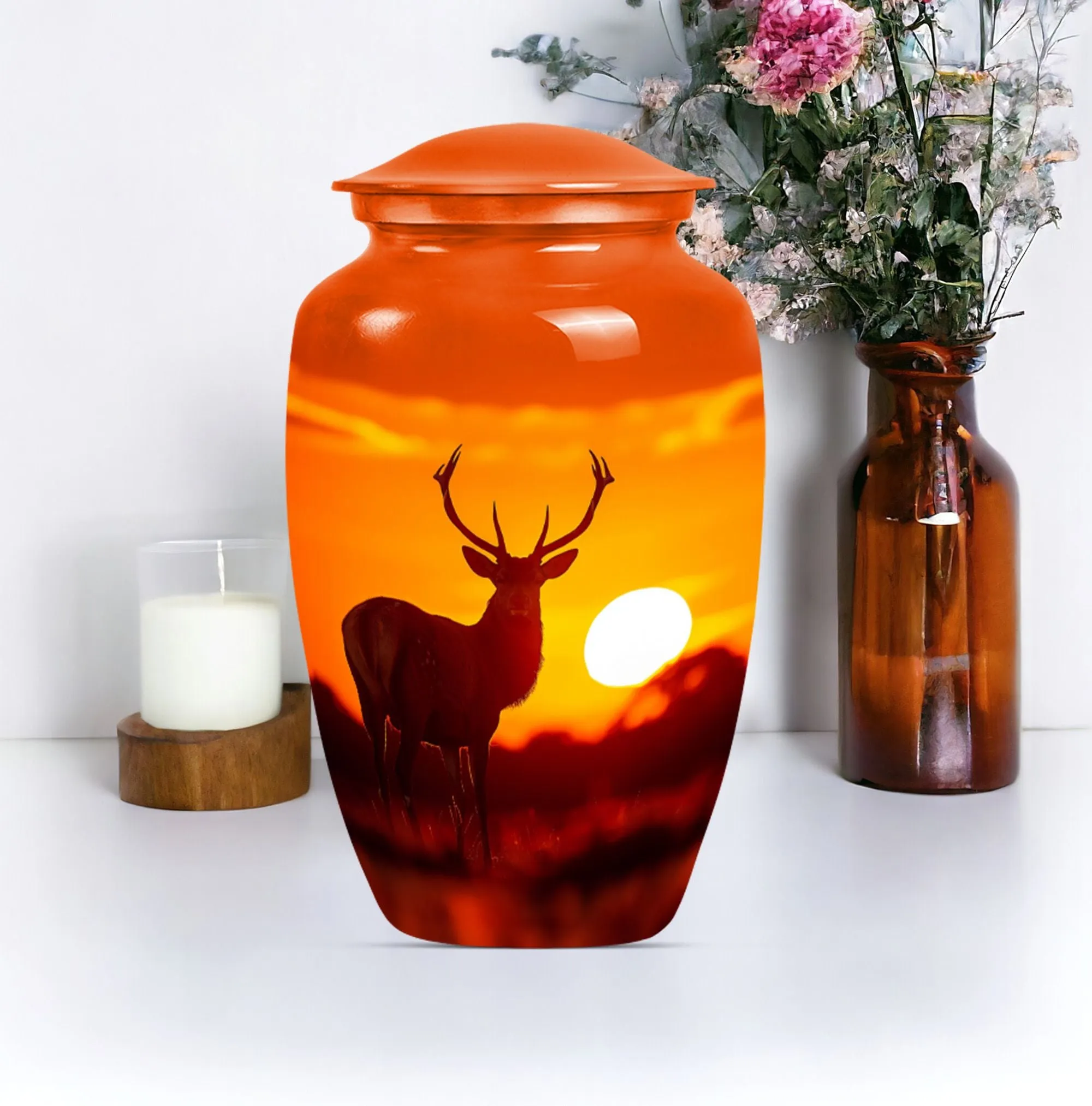 Deer Theme Cremation Tribute Personalized Memorial Urn