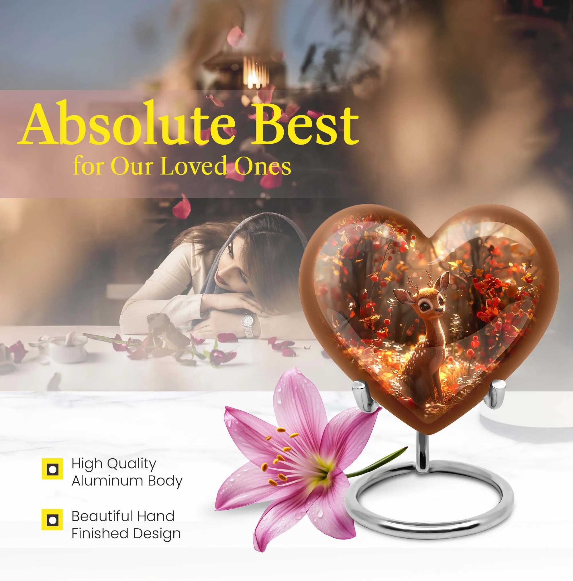 Deer Urn Serenity: Striking Memorial Human Urn for Ashes