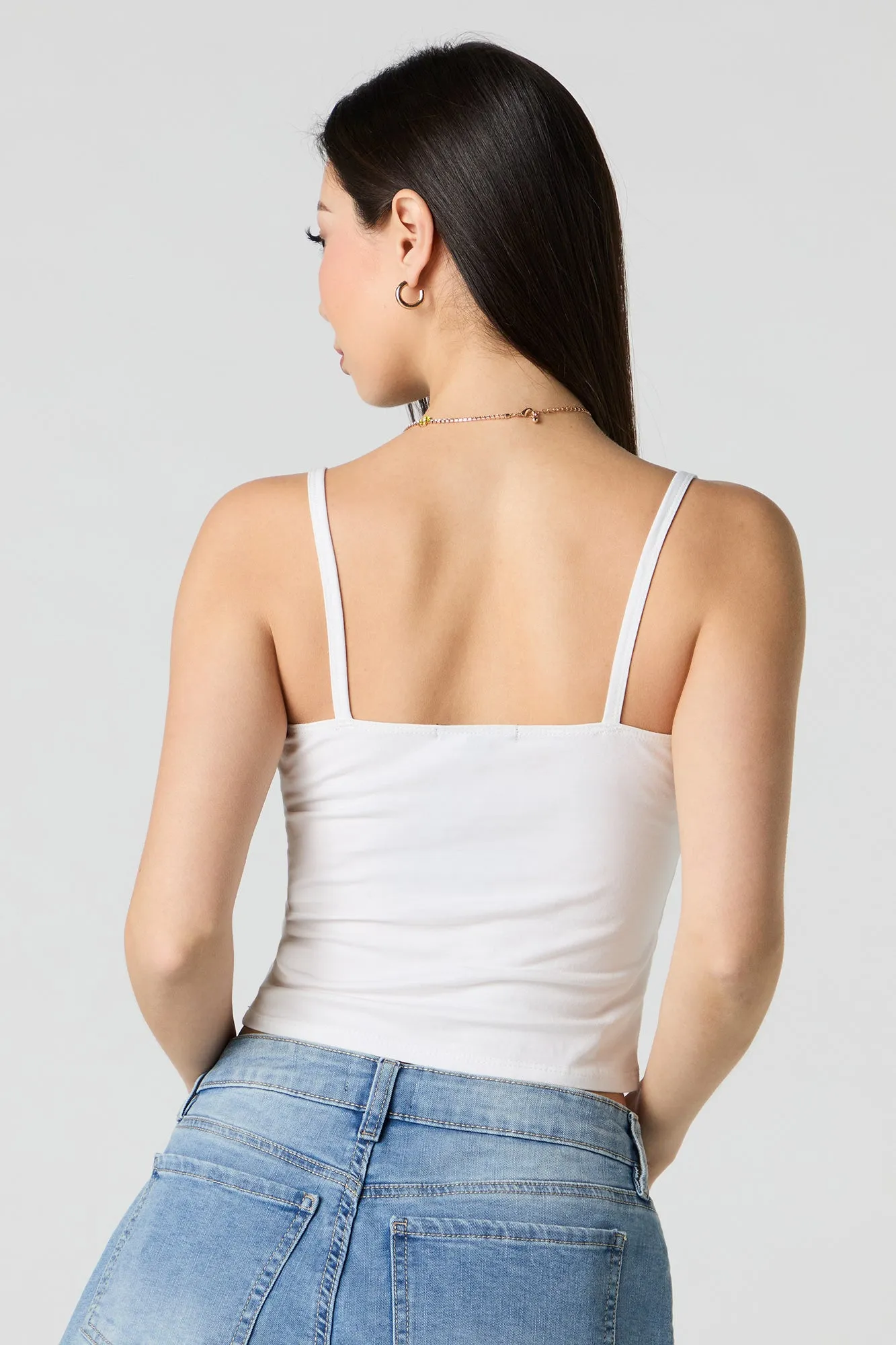 Deja Vu Embroidered Bow Detail Tank