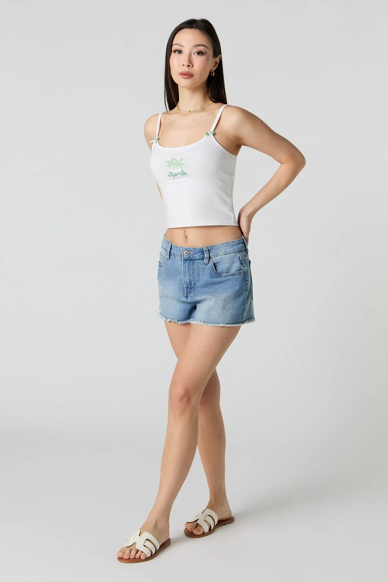 Deja Vu Embroidered Bow Detail Tank