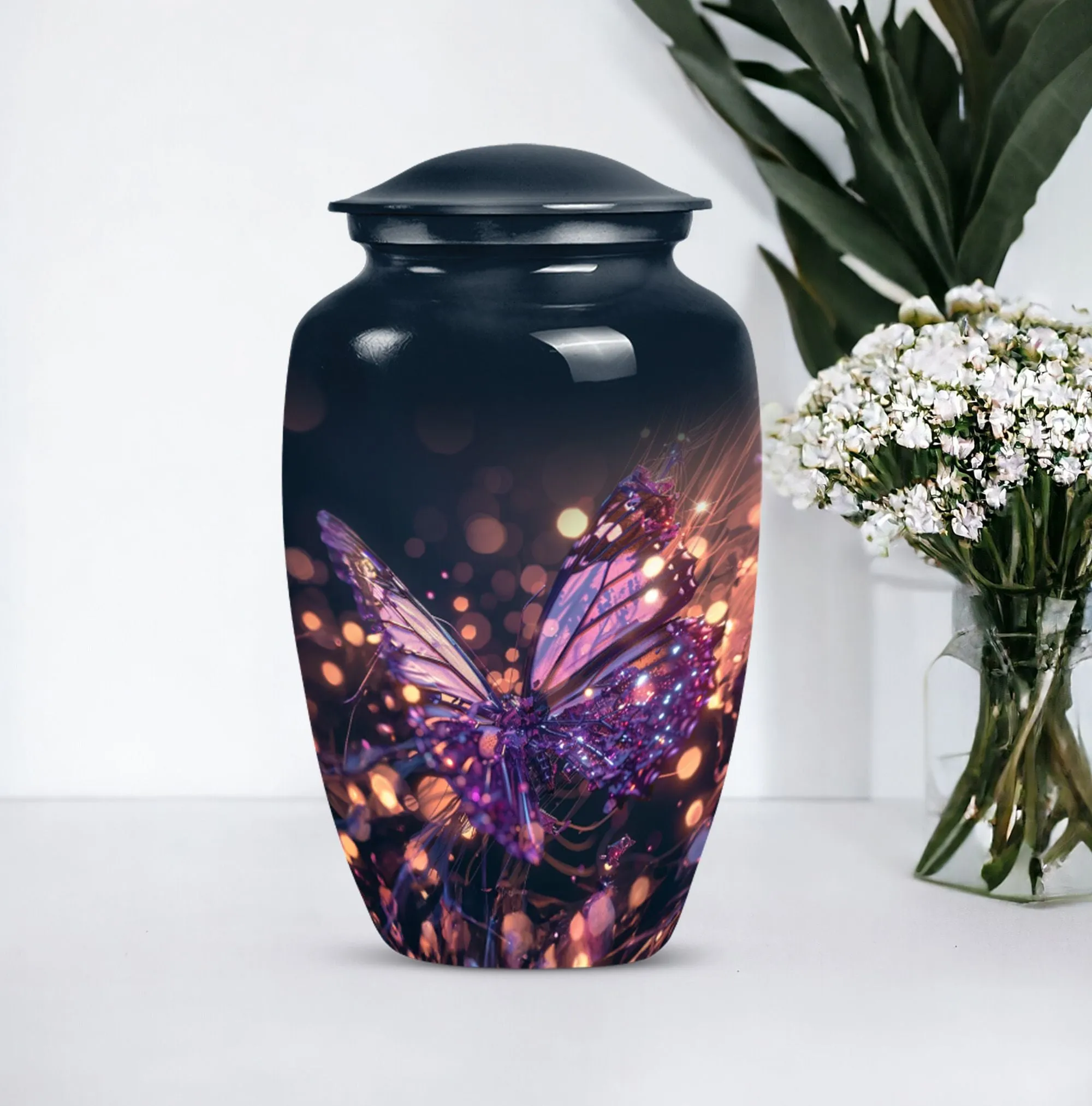 Devotion Remembrance: Purple Butterfly Urn Inspired Memorial Urn