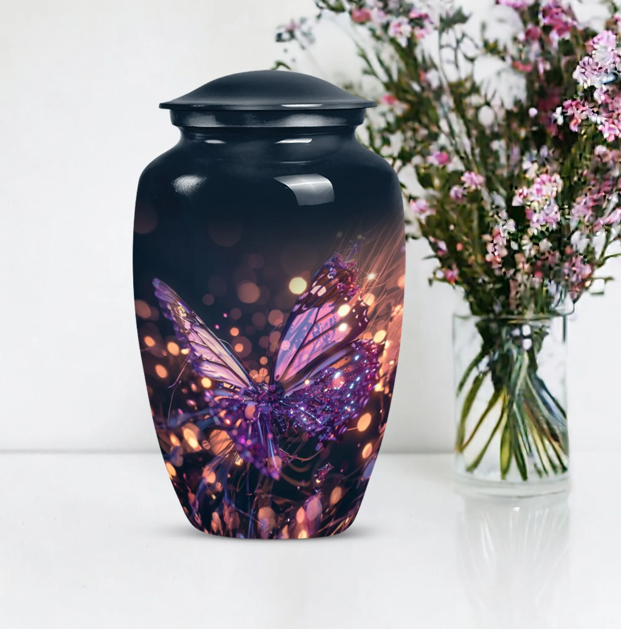 Devotion Remembrance: Purple Butterfly Urn Inspired Memorial Urn