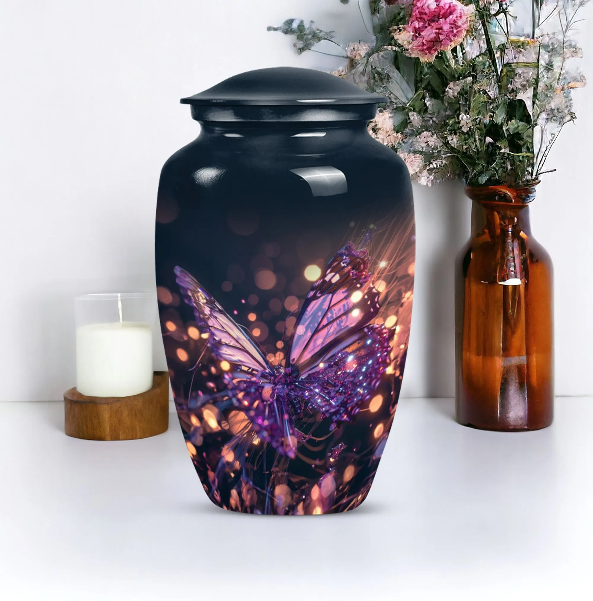 Devotion Remembrance: Purple Butterfly Urn Inspired Memorial Urn