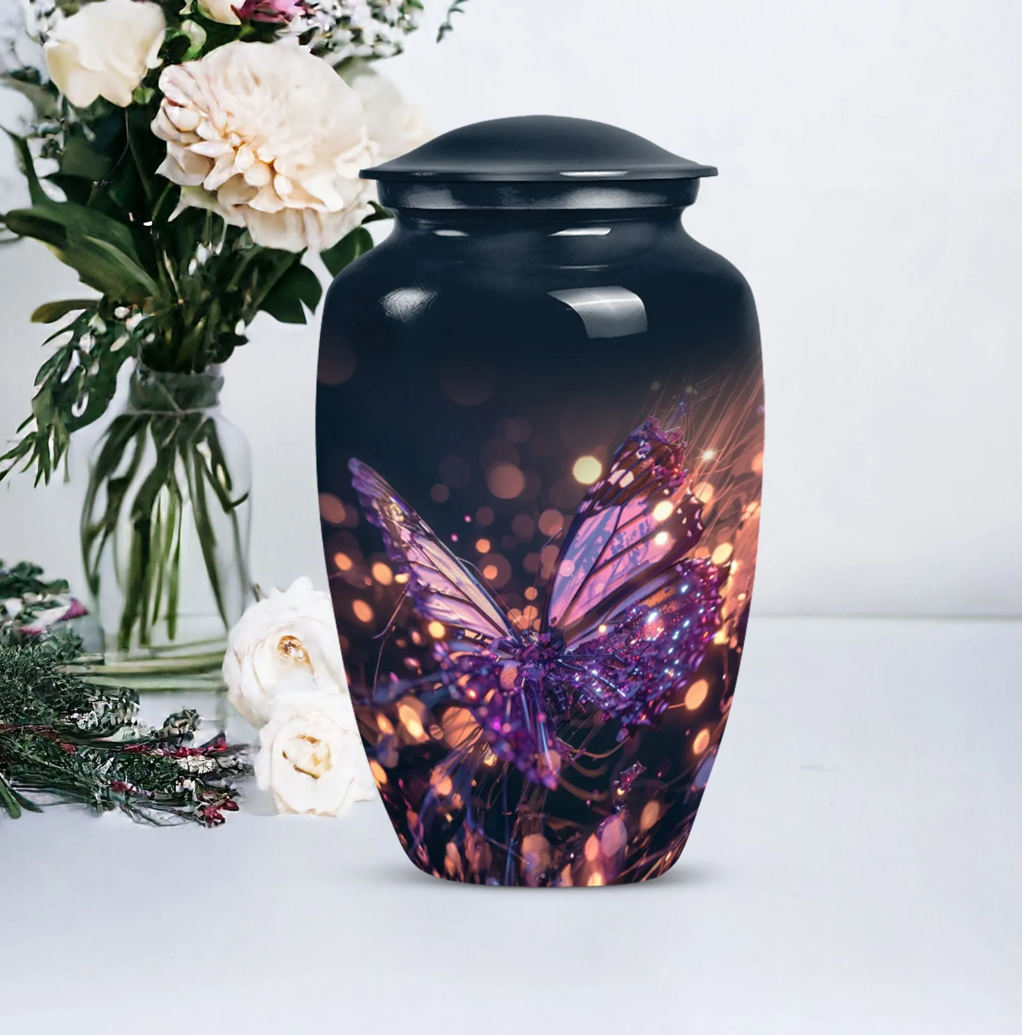 Devotion Remembrance: Purple Butterfly Urn Inspired Memorial Urn