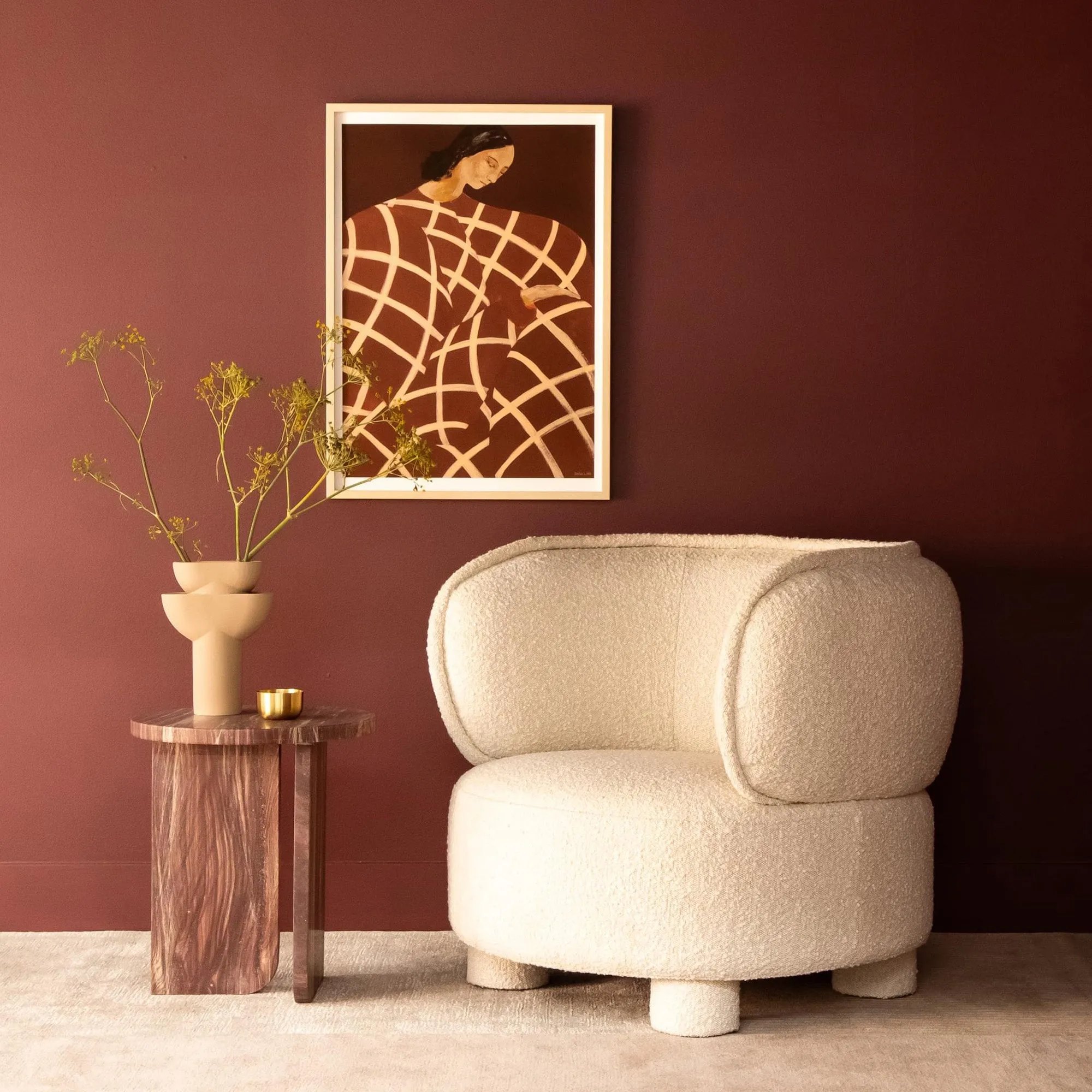 Ding Lounge Chair - Maya Cream Boucle