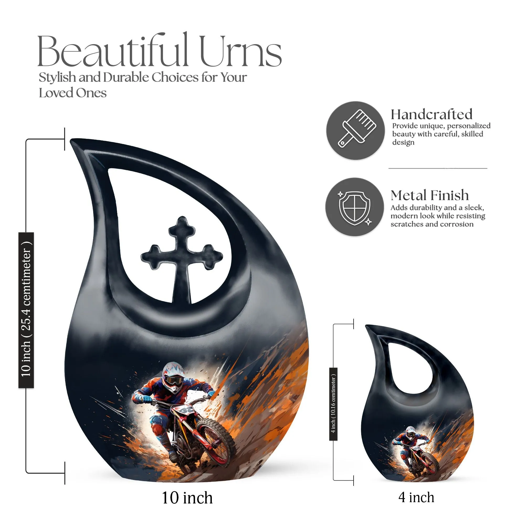 Dirt Bike Urn - Sustainably-crafted Large Memorial Urn