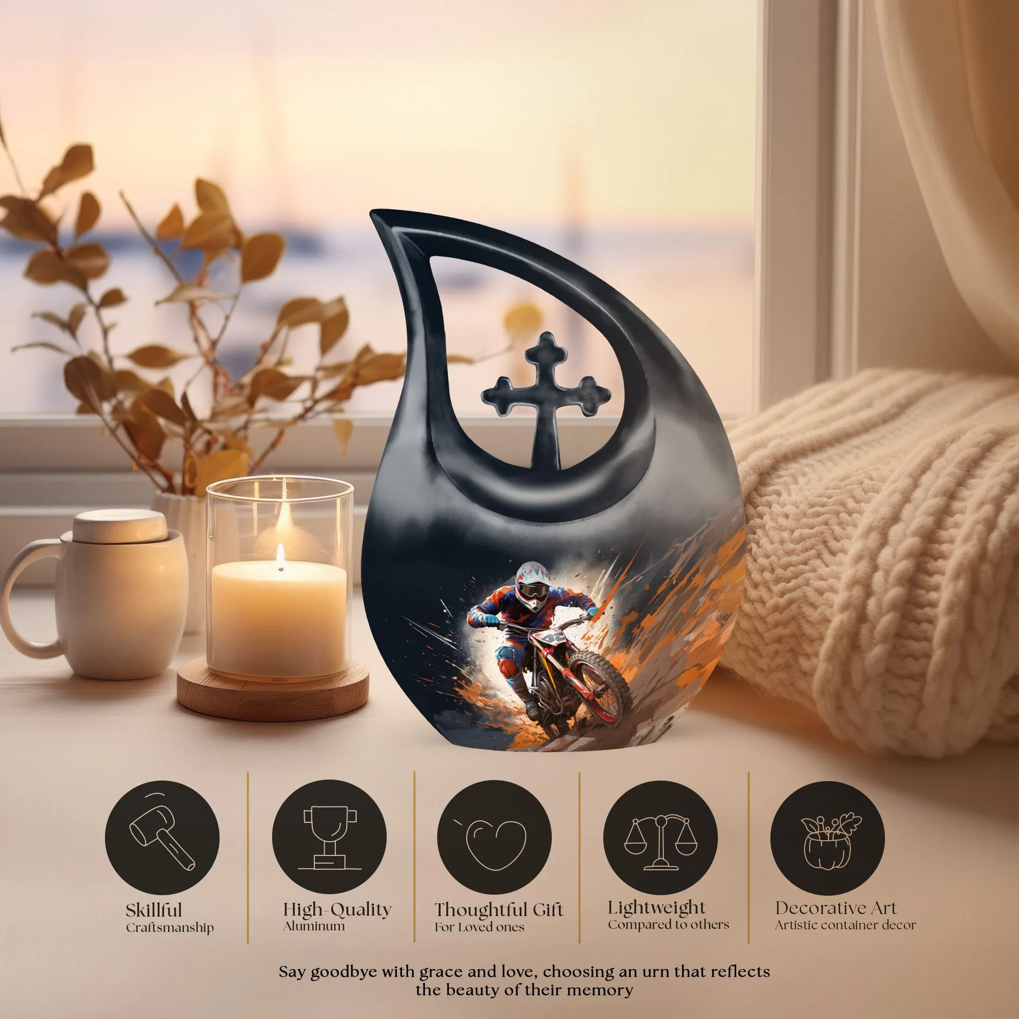 Dirt Bike Urn - Sustainably-crafted Large Memorial Urn