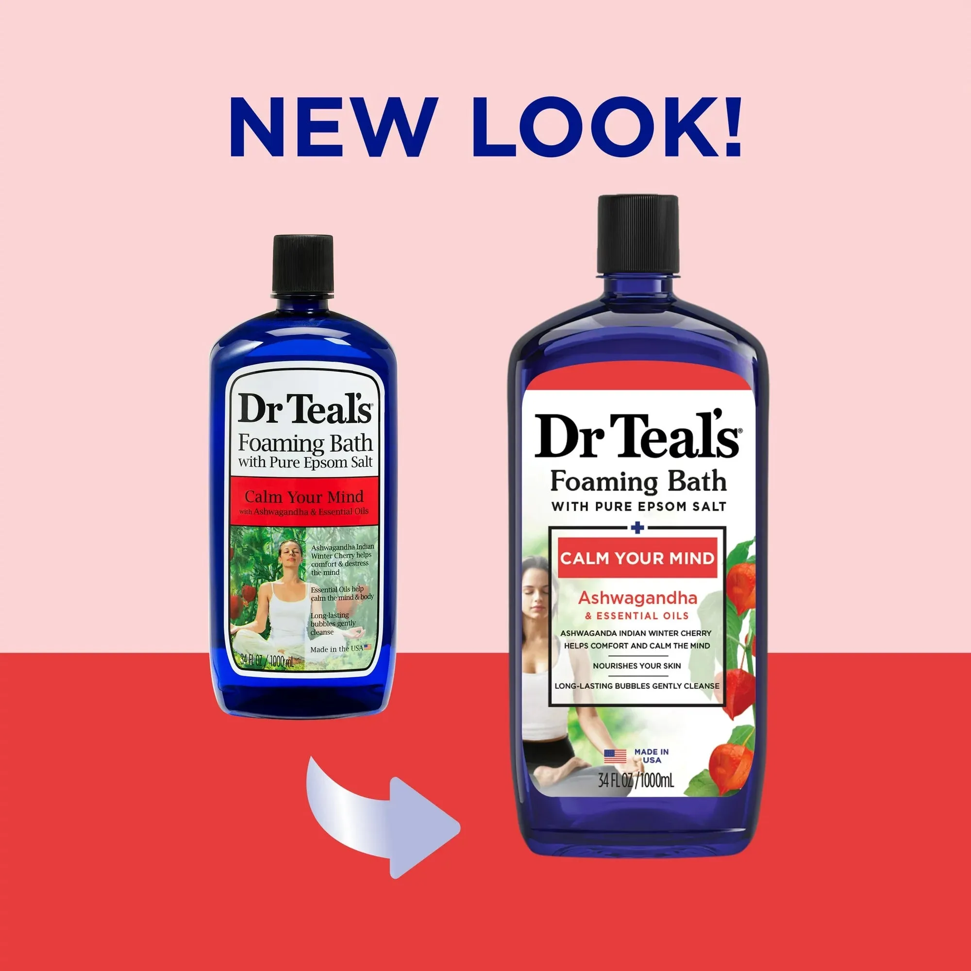 Dr Teal's Foaming Bath with Pure Epsom Salt Calm Your Mind with Ashwagandha. 34 oz