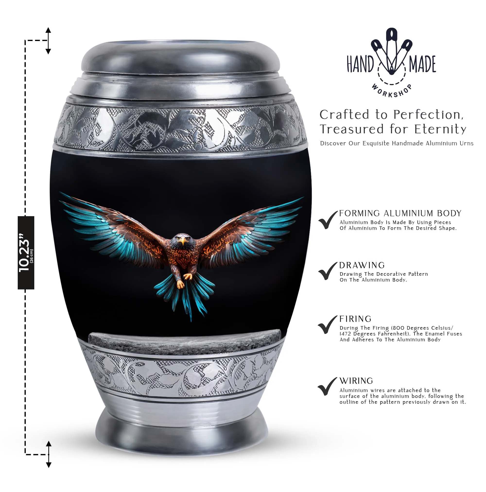 Eagle Embrace: Soaring Wing Cremation Keepsake Urn