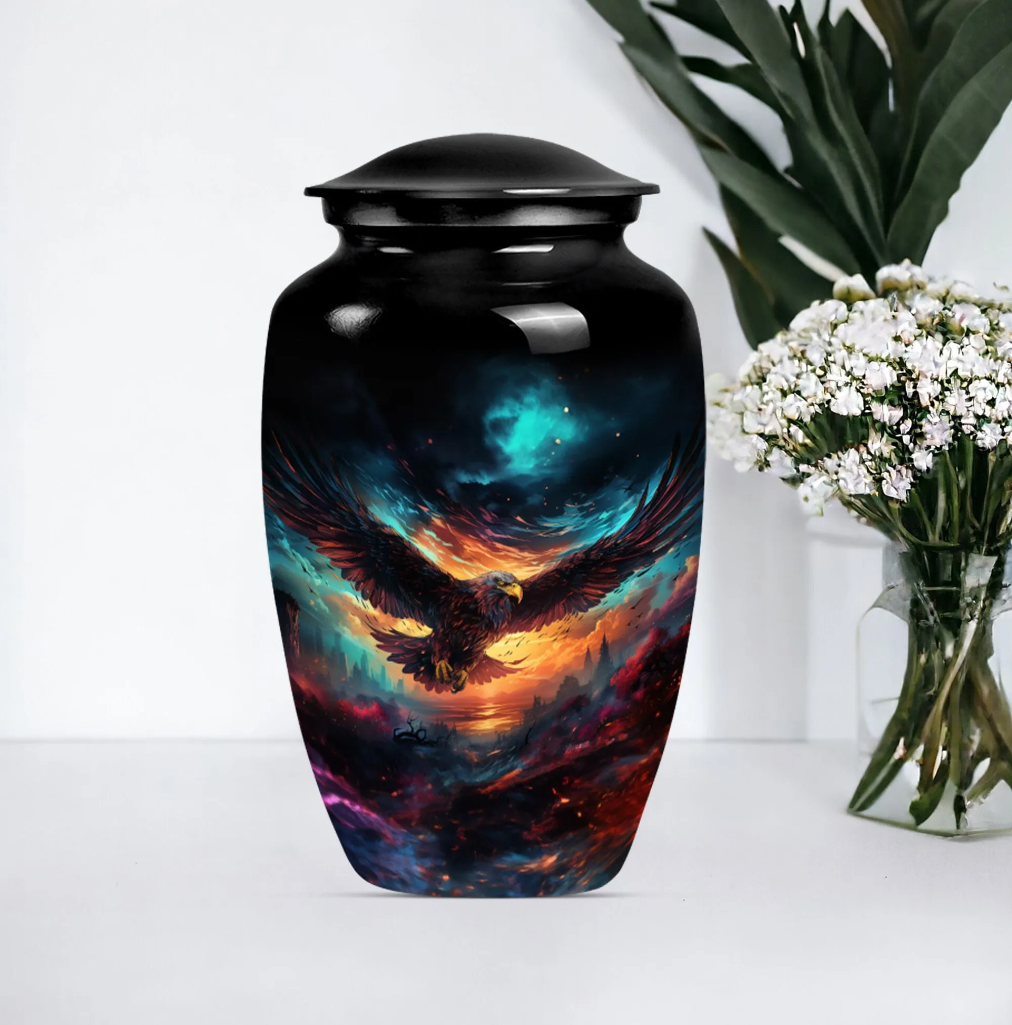 Eagle Tribute: Medium-Sized, Wolf-Theme Human Ash Memorial Urn