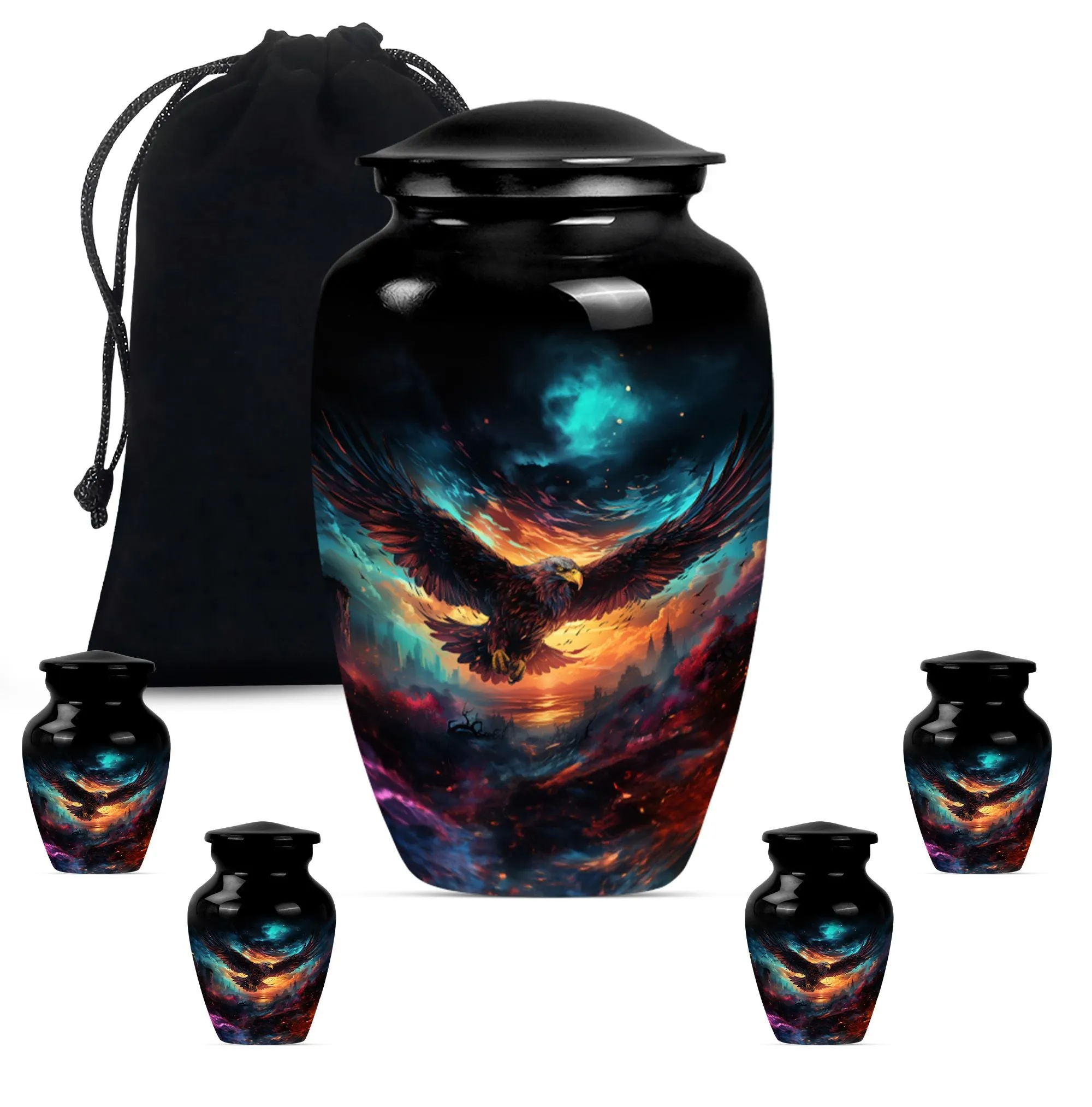 Eagle Tribute: Medium-Sized, Wolf-Theme Human Ash Memorial Urn