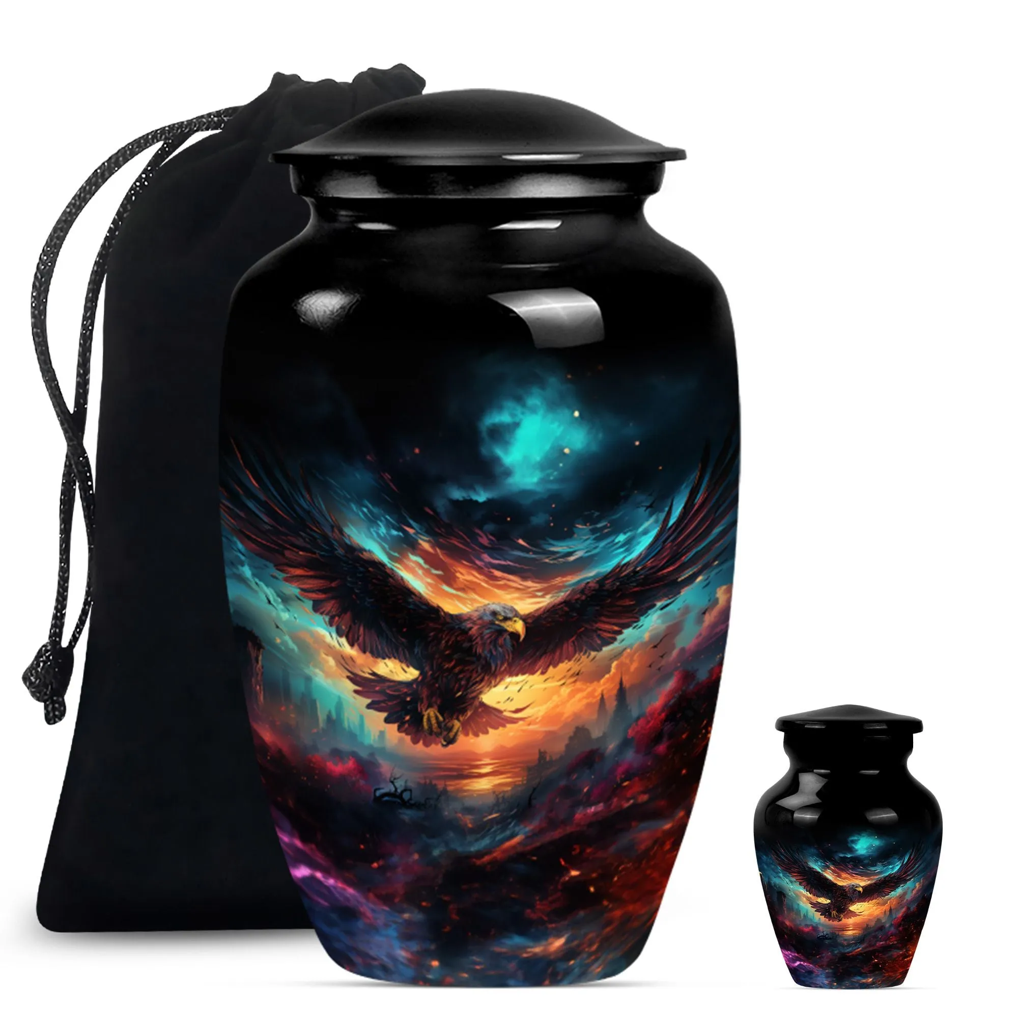 Eagle Tribute: Medium-Sized, Wolf-Theme Human Ash Memorial Urn