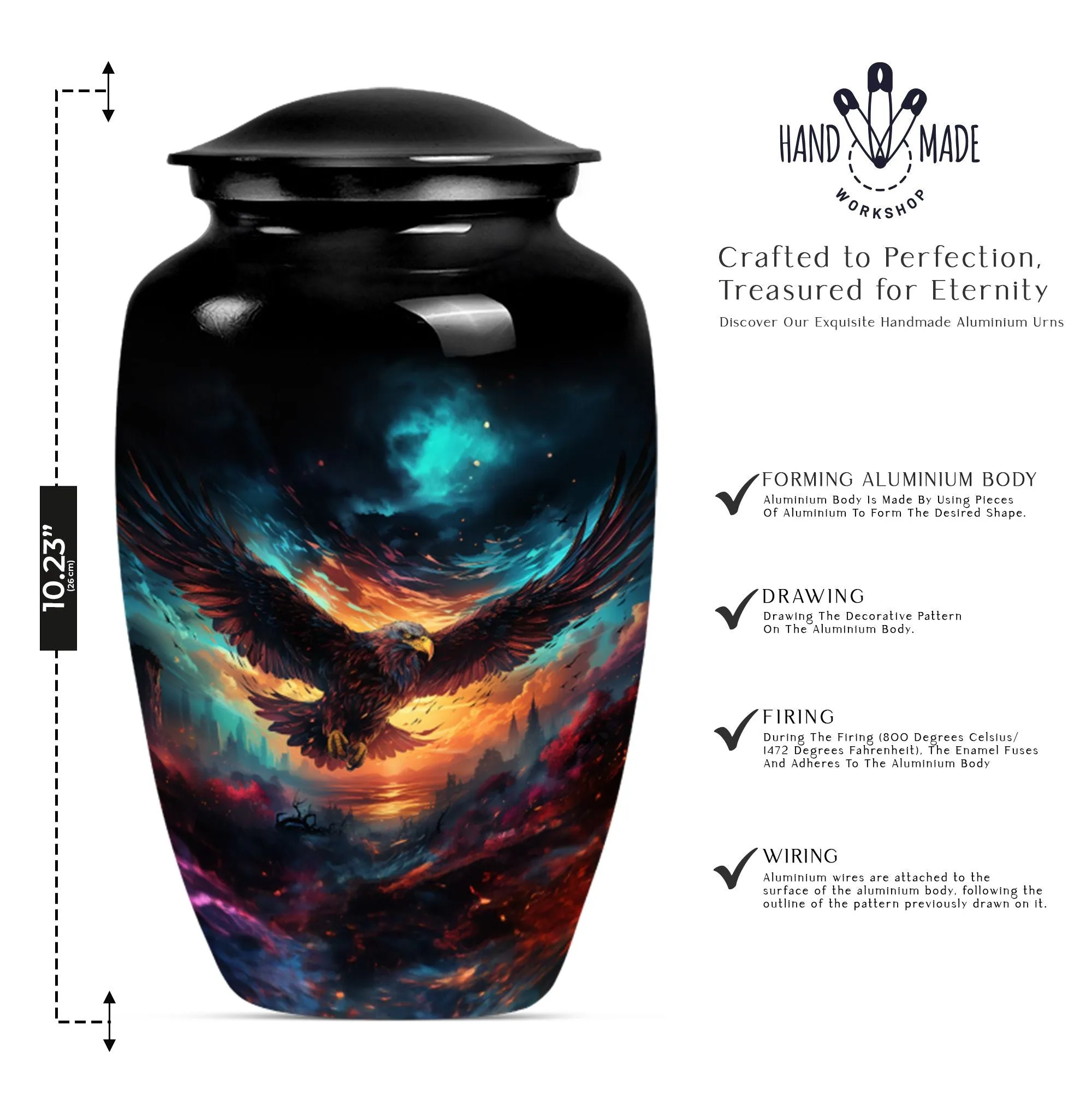 Eagle Tribute: Medium-Sized, Wolf-Theme Human Ash Memorial Urn