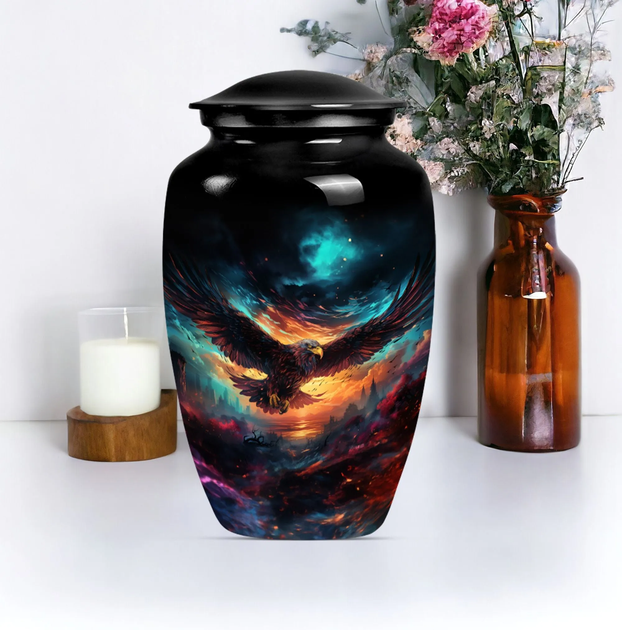 Eagle Tribute: Medium-Sized, Wolf-Theme Human Ash Memorial Urn