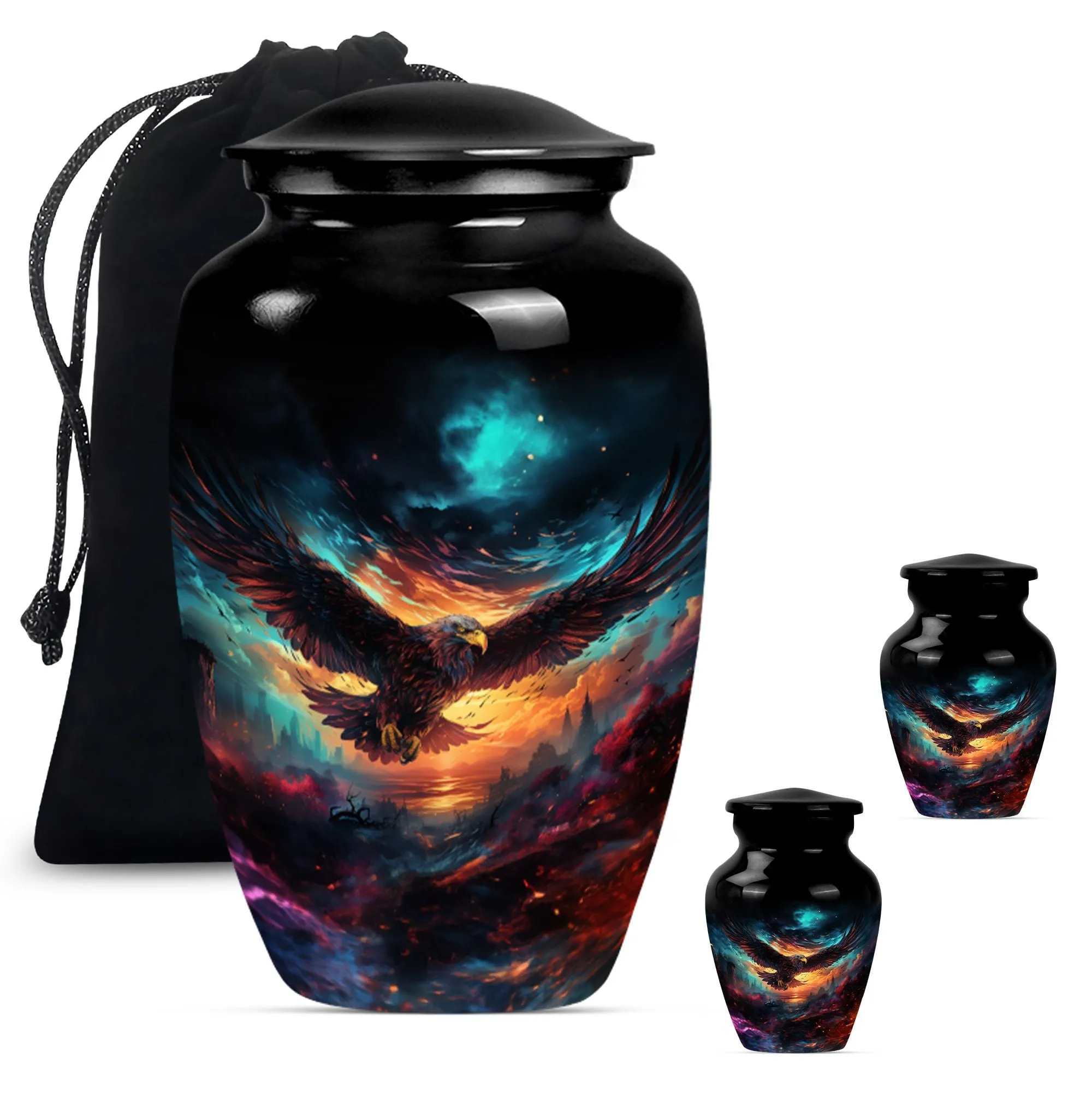 Eagle Tribute: Medium-Sized, Wolf-Theme Human Ash Memorial Urn