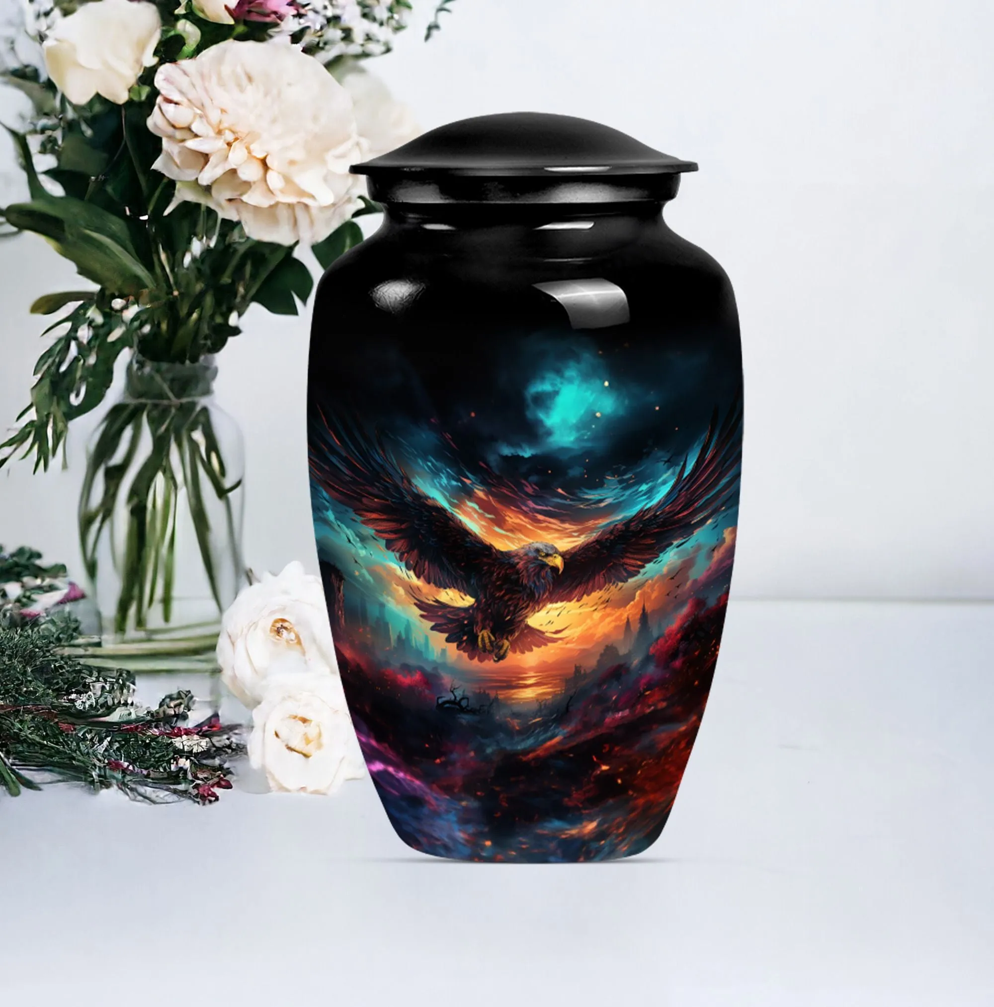 Eagle Tribute: Medium-Sized, Wolf-Theme Human Ash Memorial Urn