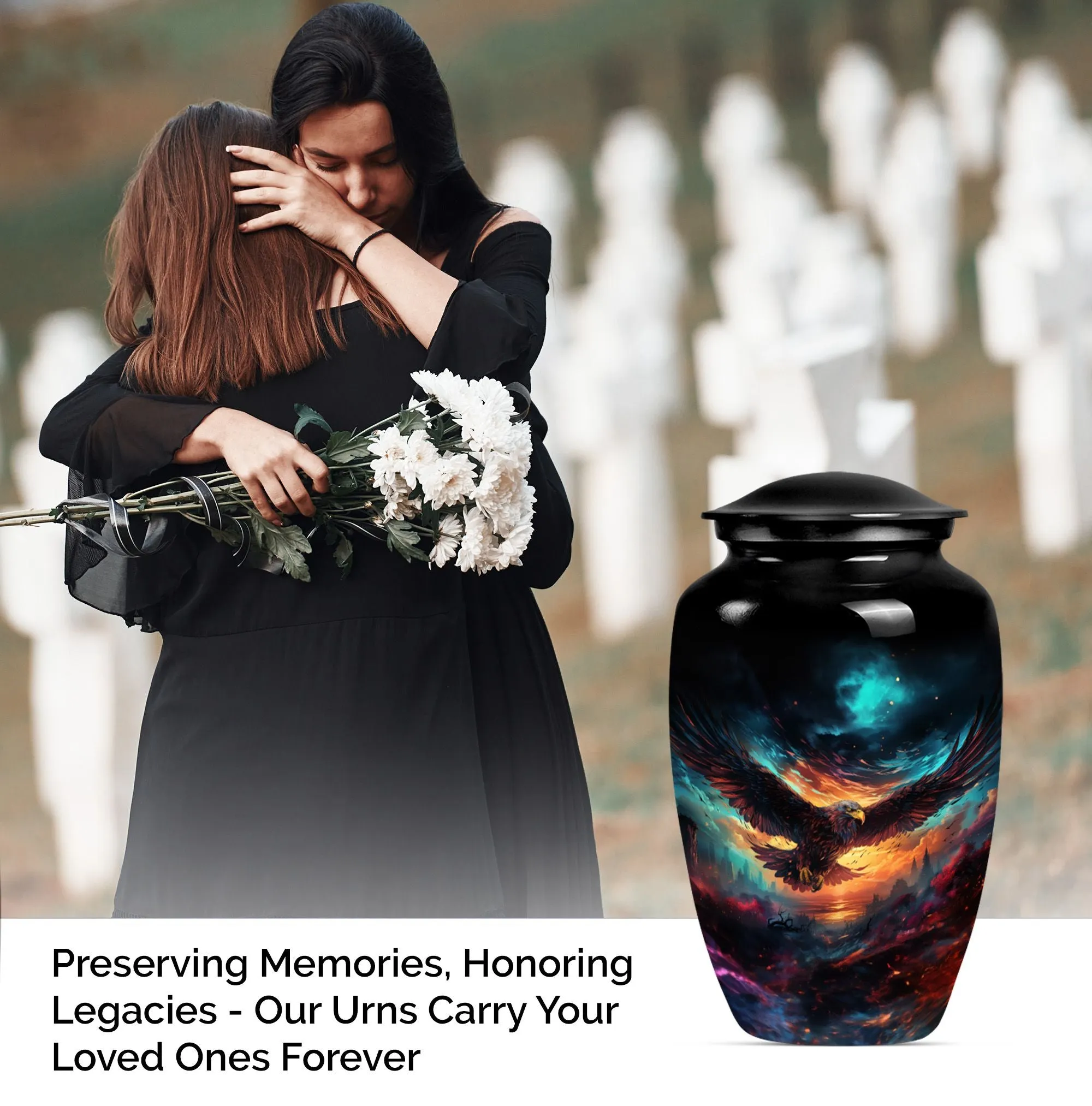 Eagle Tribute: Medium-Sized, Wolf-Theme Human Ash Memorial Urn