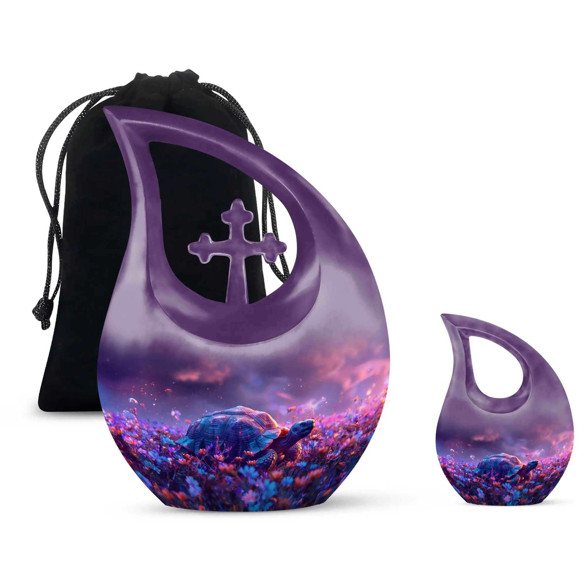 Economical Turtle Memorial Urn: Serene Cross Drop Design Urn