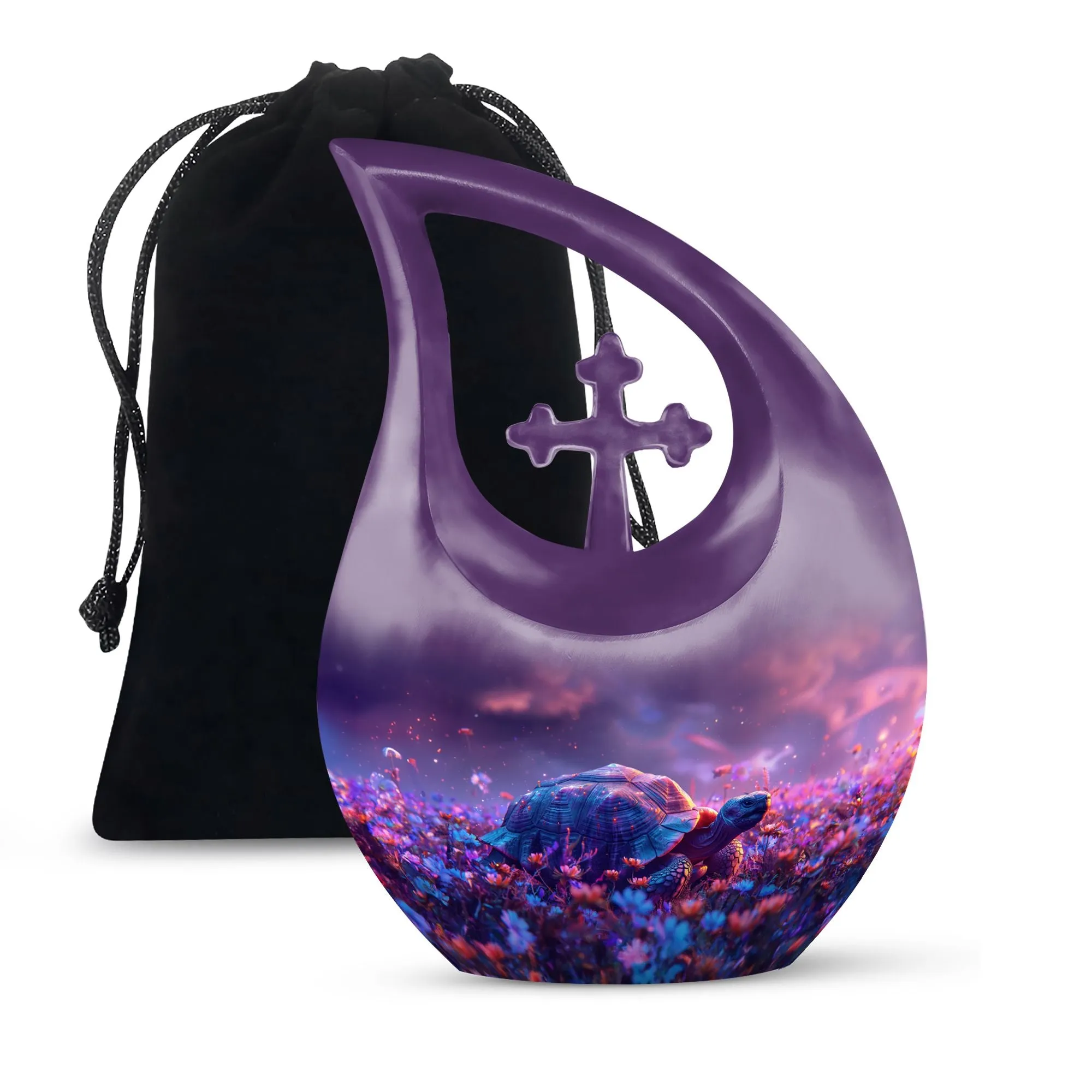Economical Turtle Memorial Urn: Serene Cross Drop Design Urn