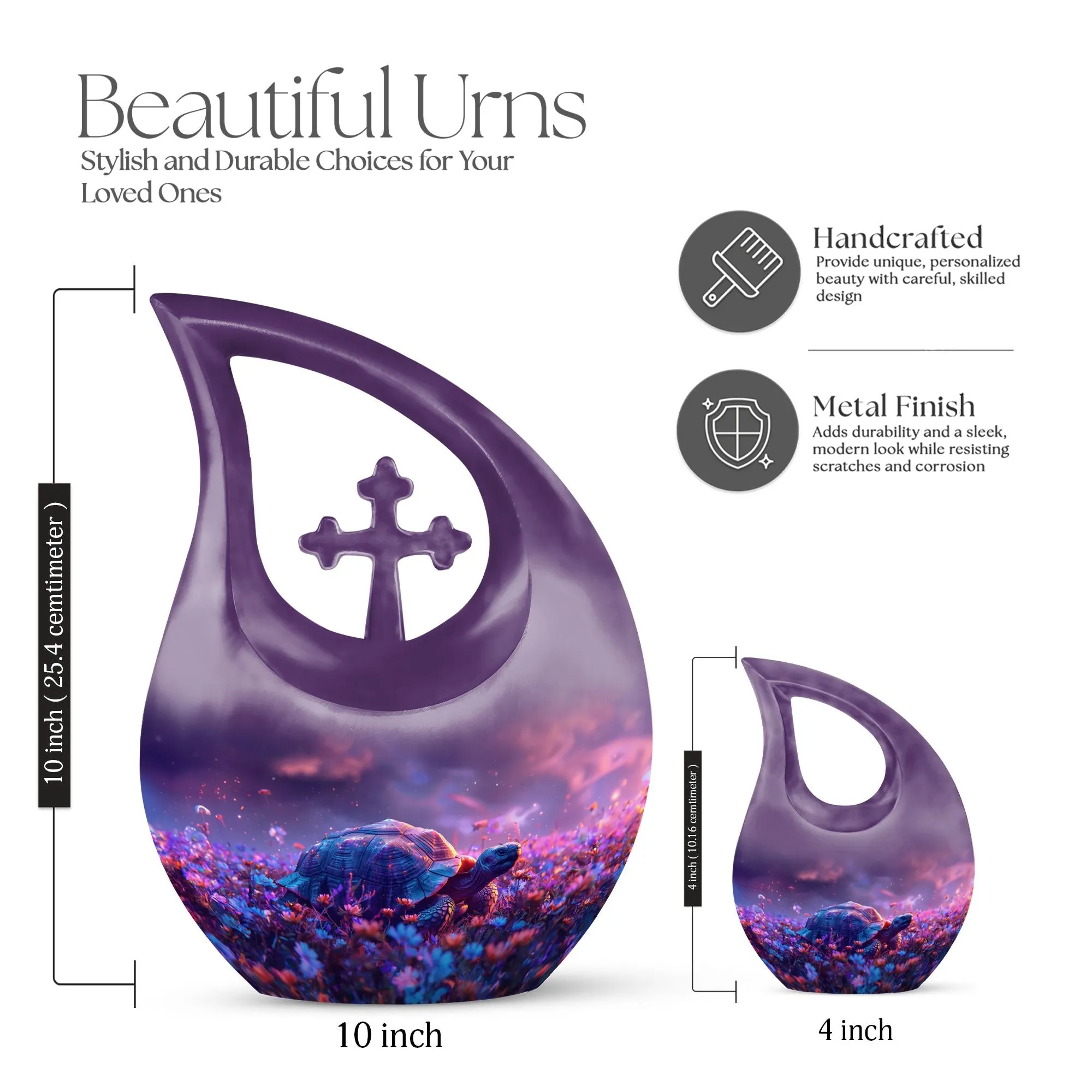 Economical Turtle Memorial Urn: Serene Cross Drop Design Urn