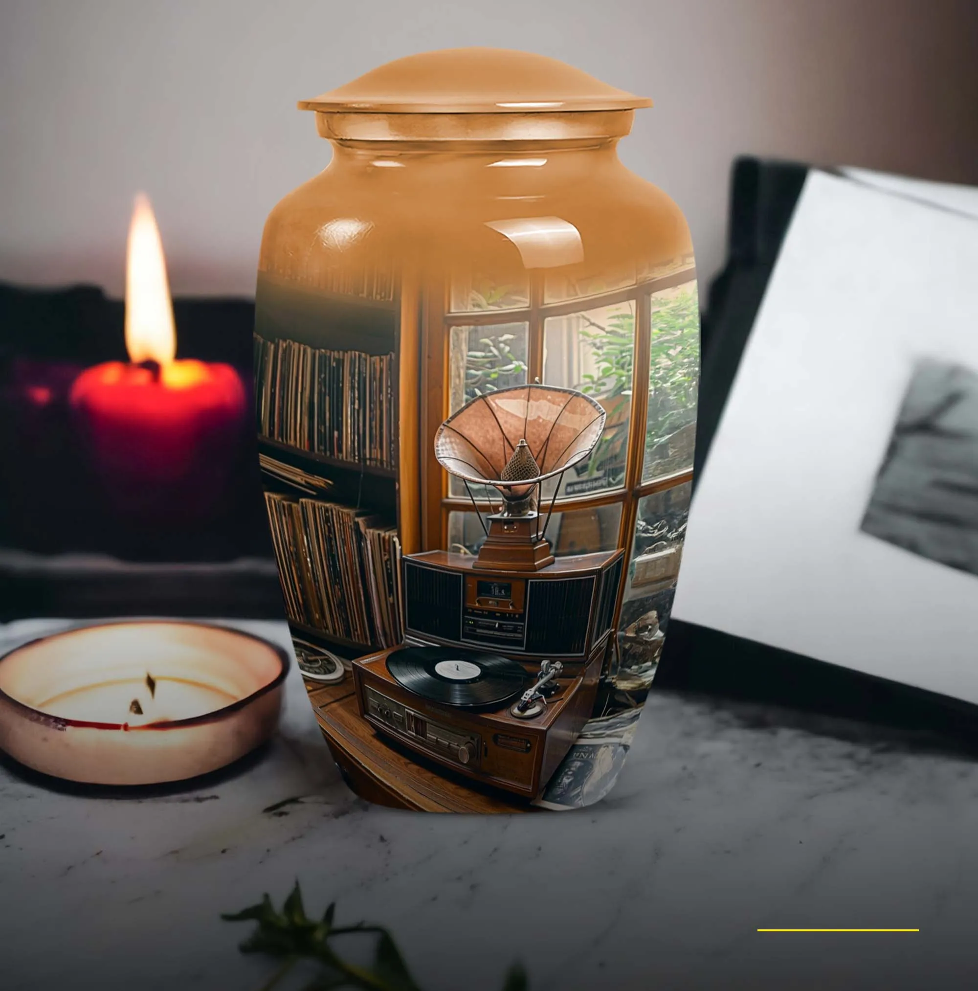 Elegant Gramophone Urn: Cremation Keepsake for Lasting Memories