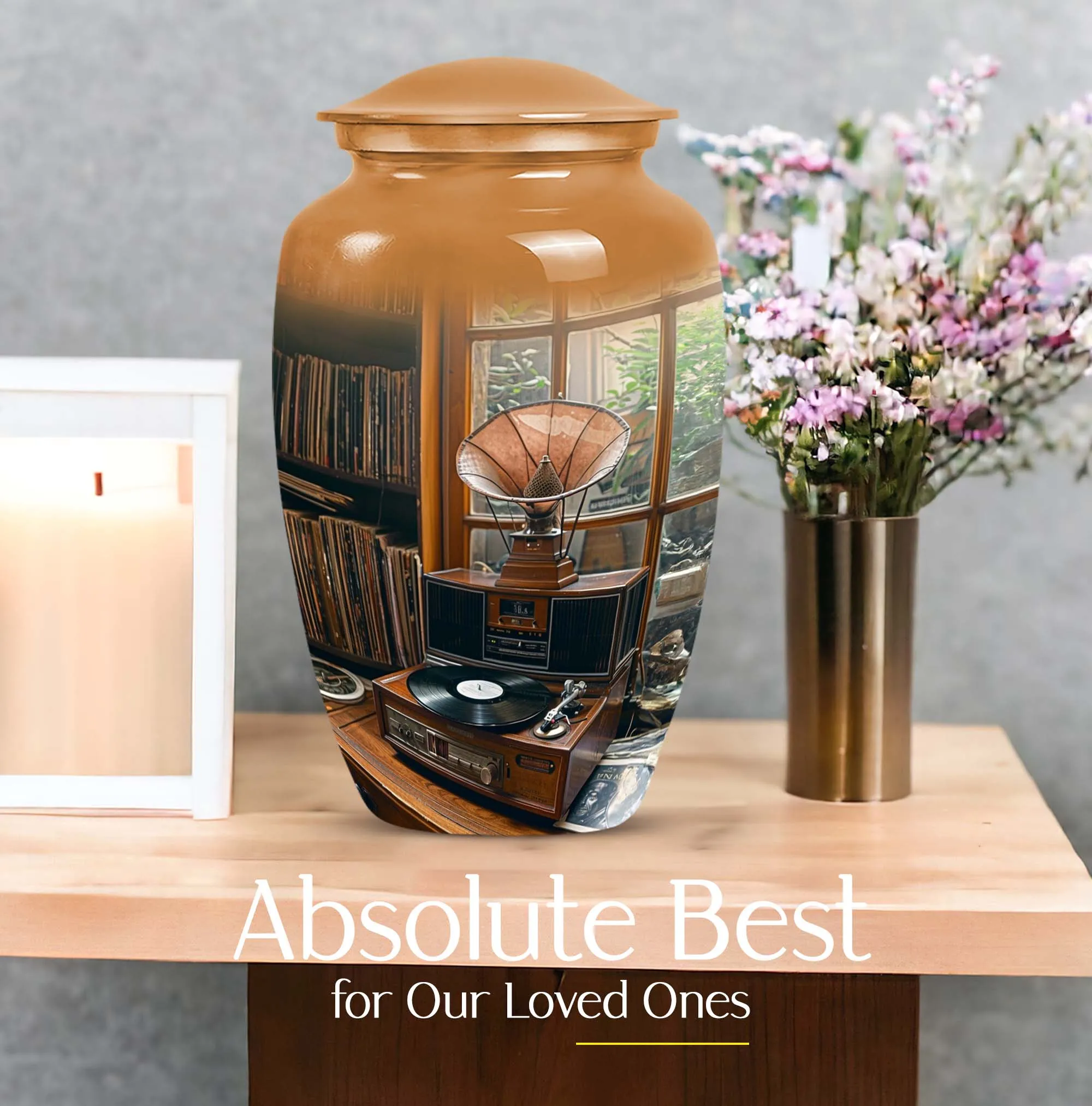 Elegant Gramophone Urn: Cremation Keepsake for Lasting Memories