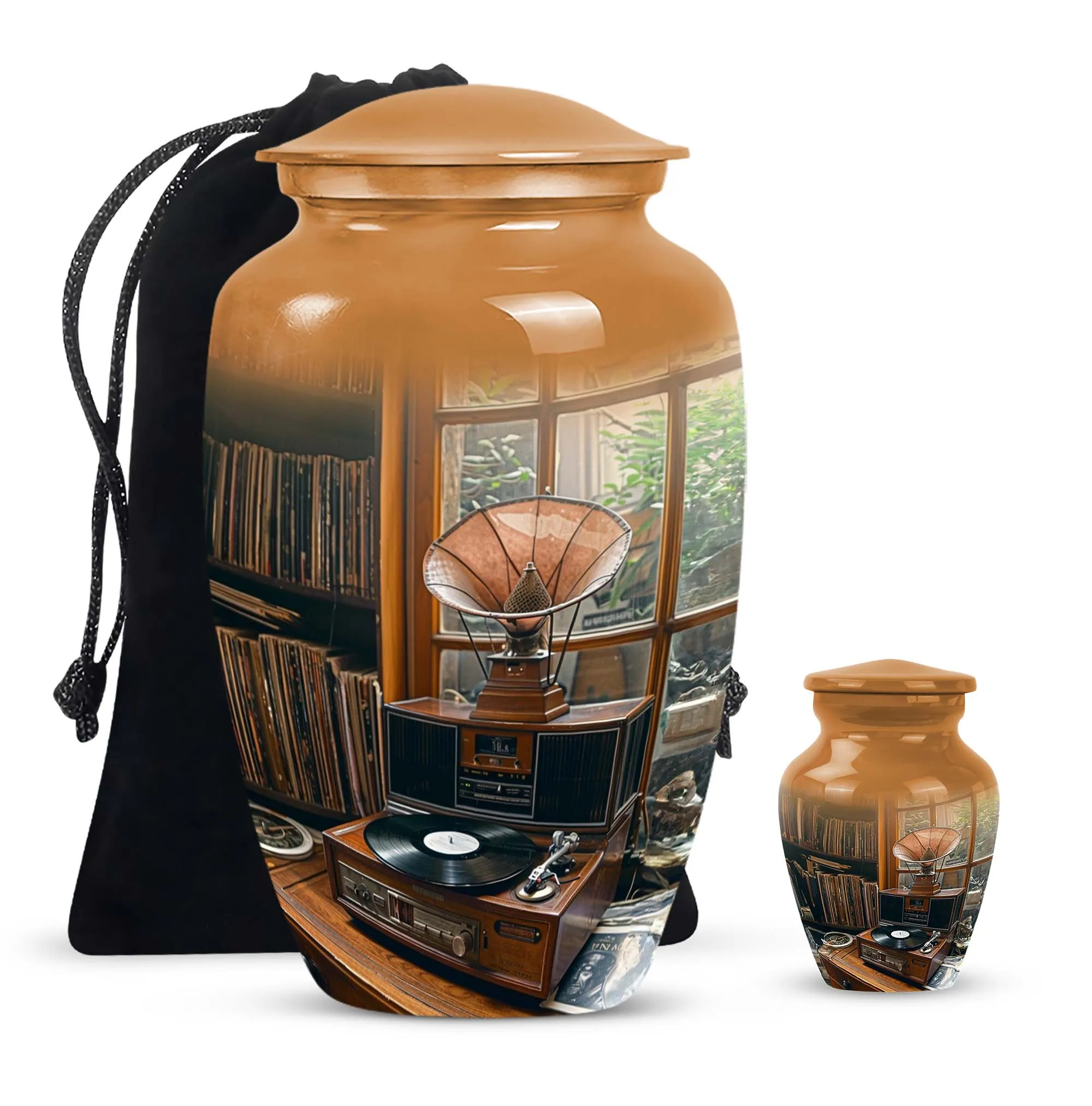 Elegant Gramophone Urn: Cremation Keepsake for Lasting Memories