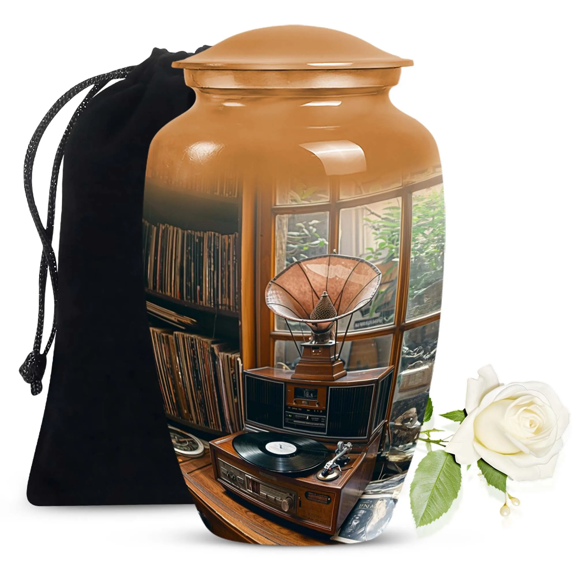 Elegant Gramophone Urn: Cremation Keepsake for Lasting Memories