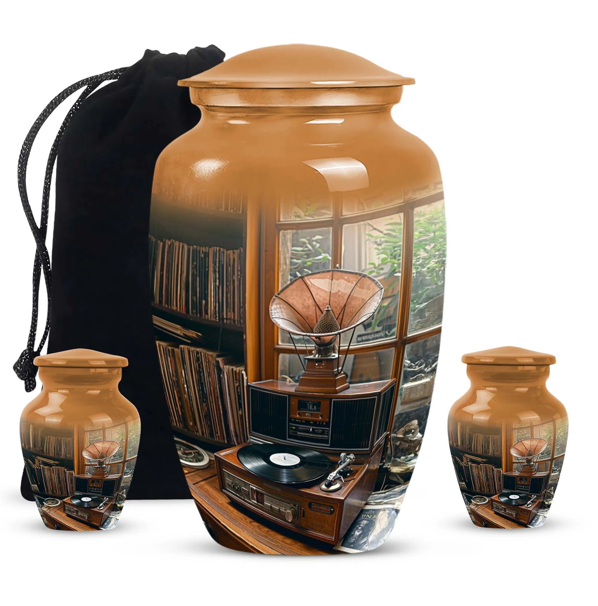 Elegant Gramophone Urn: Cremation Keepsake for Lasting Memories