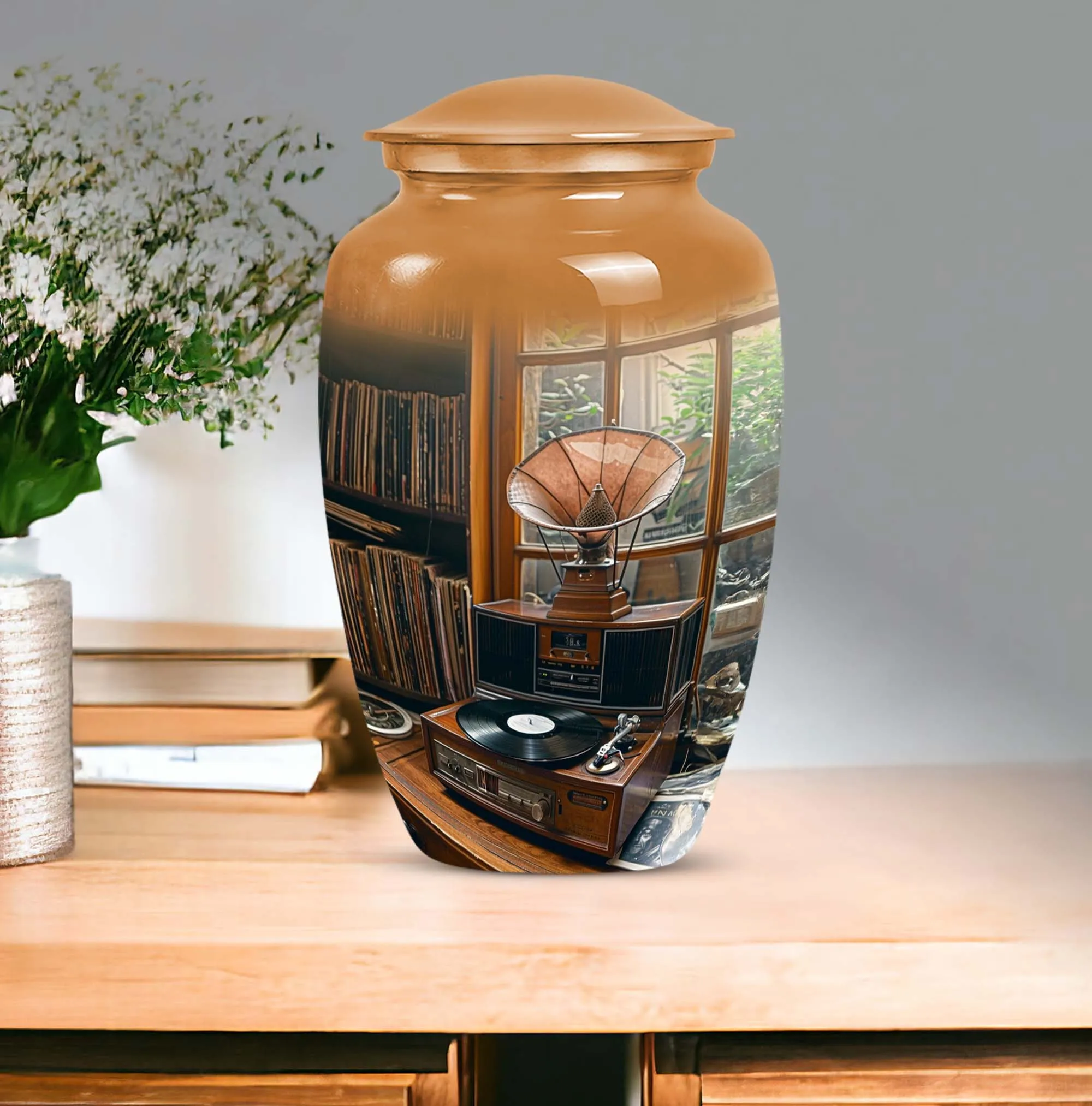 Elegant Gramophone Urn: Cremation Keepsake for Lasting Memories