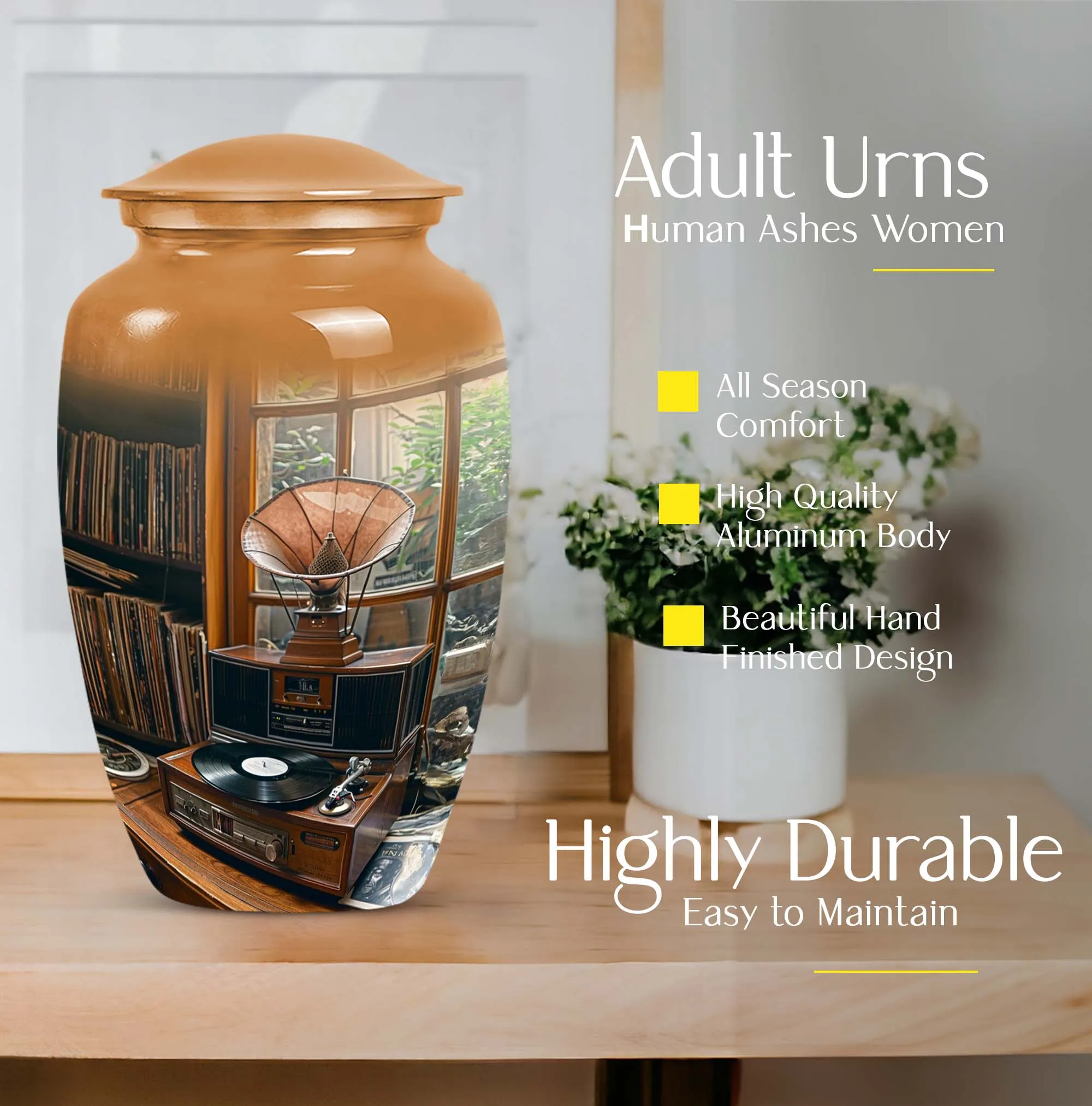 Elegant Gramophone Urn: Cremation Keepsake for Lasting Memories