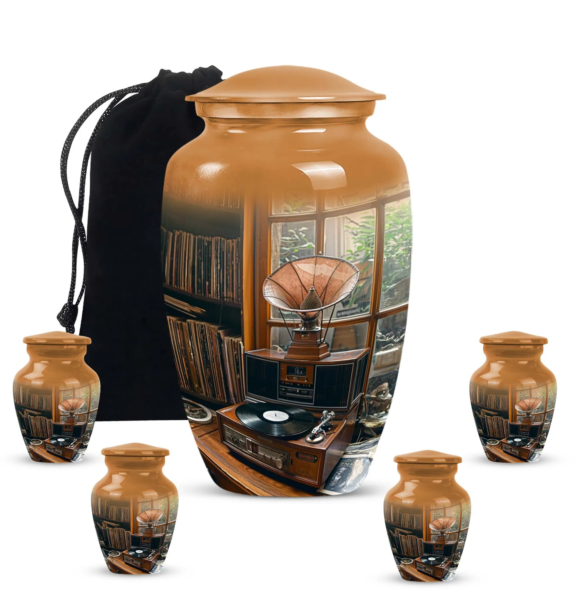 Elegant Gramophone Urn: Cremation Keepsake for Lasting Memories