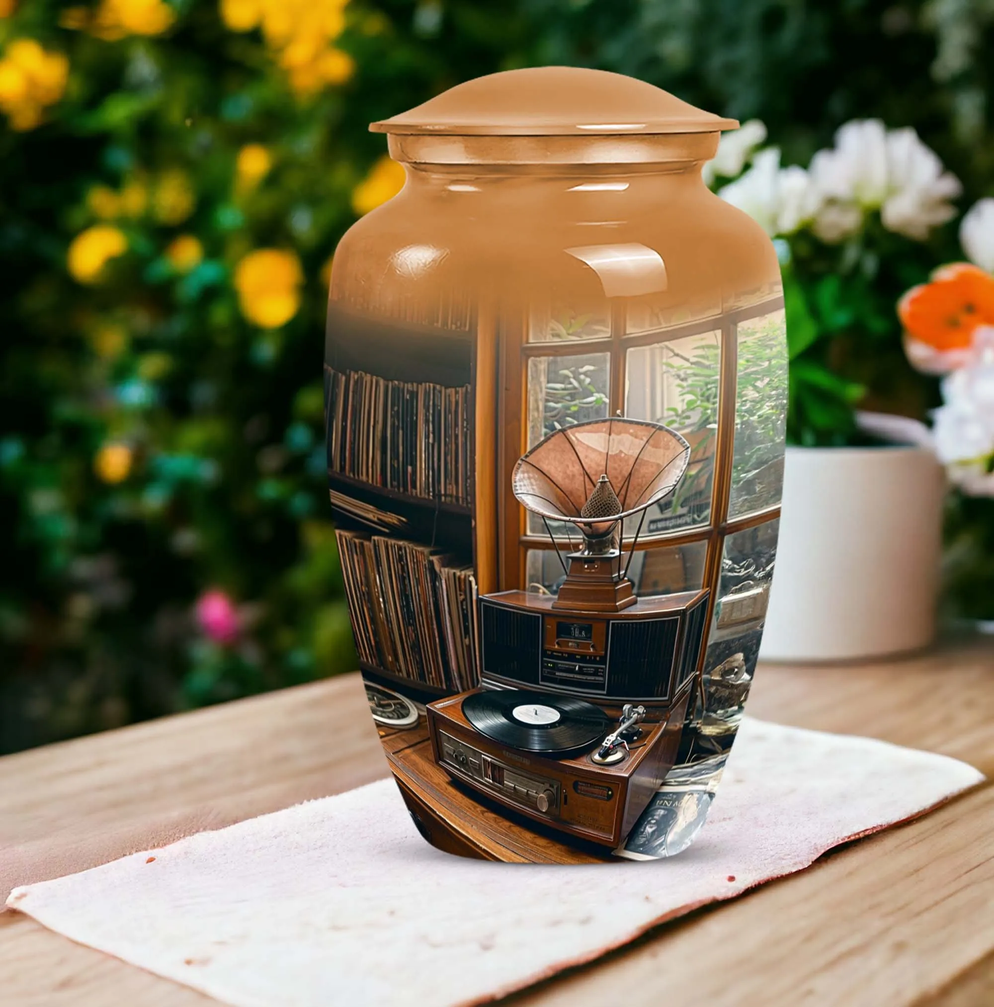 Elegant Gramophone Urn: Cremation Keepsake for Lasting Memories