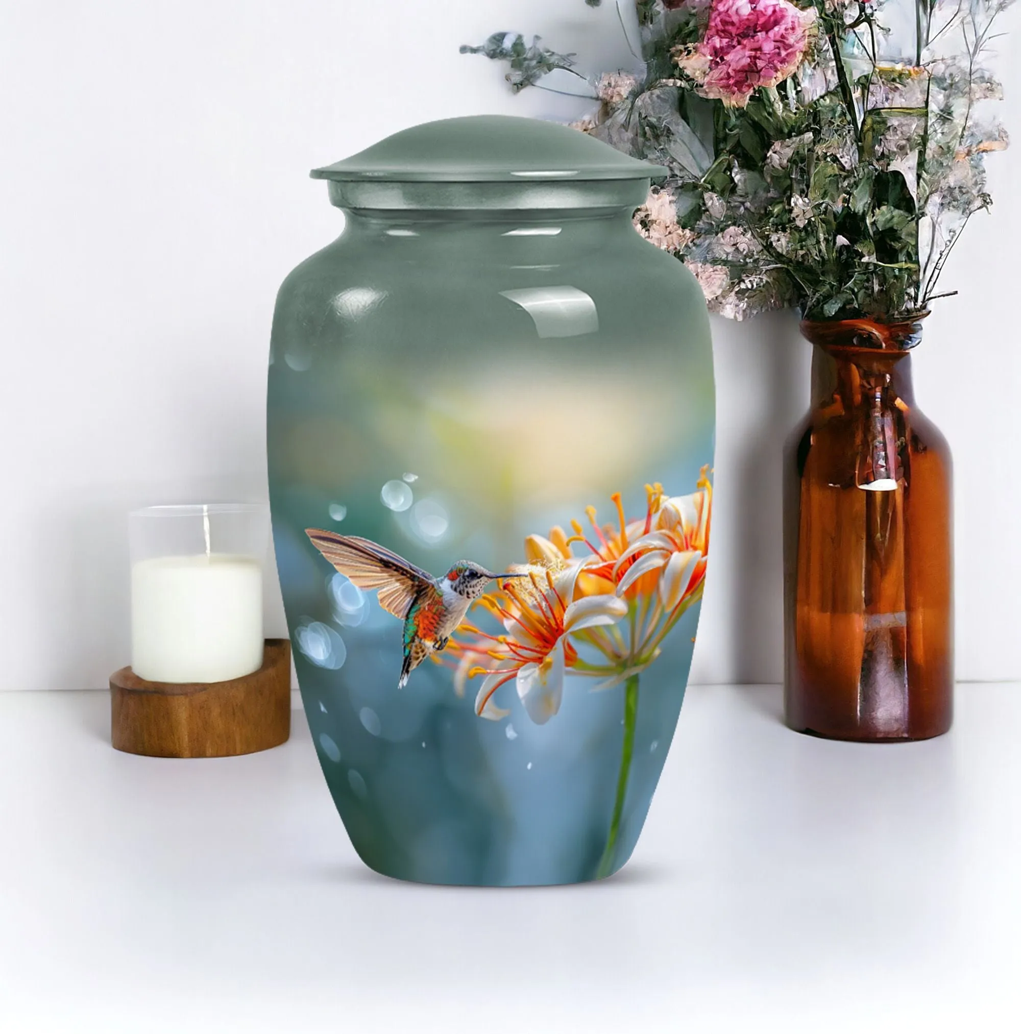 Elegant Hummingbird Eternity - Memorial Cremation Burial Urn