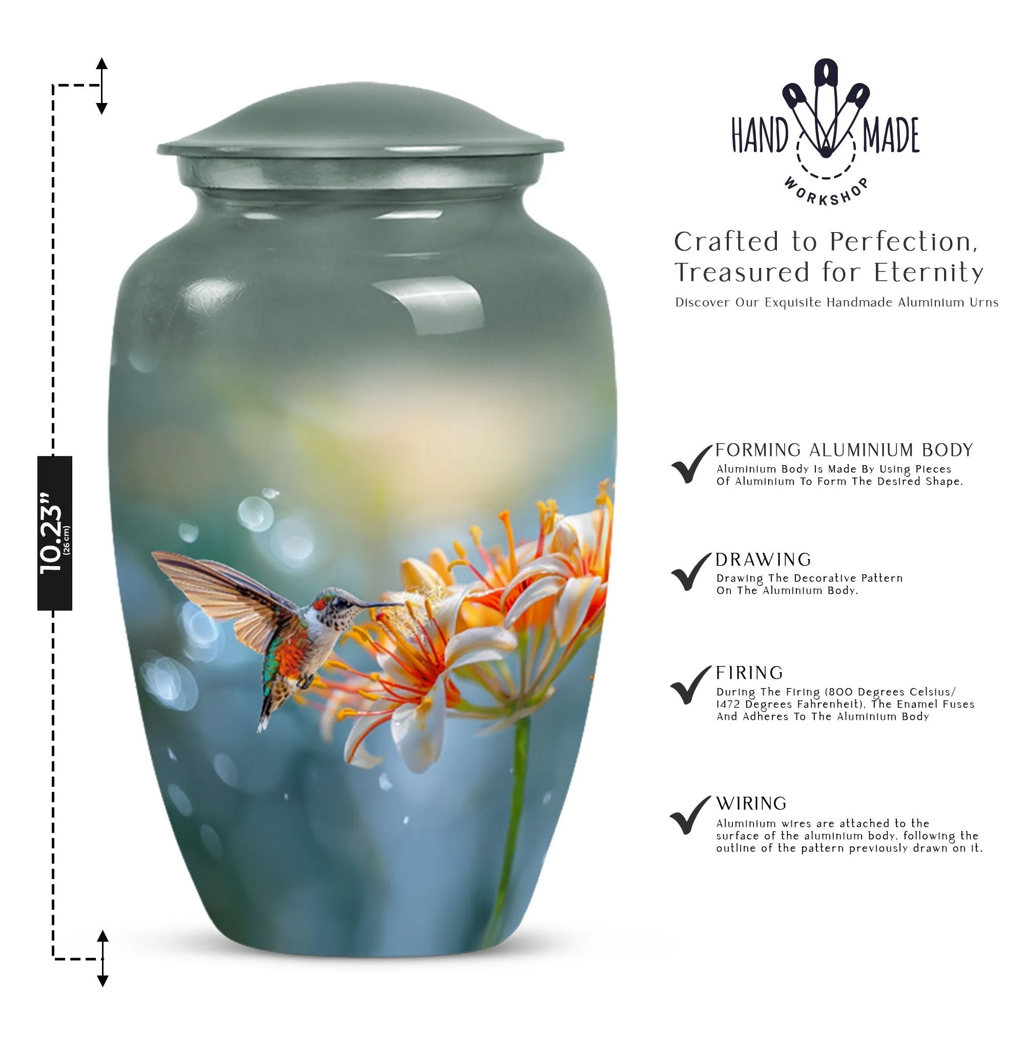 Elegant Hummingbird Eternity - Memorial Cremation Burial Urn