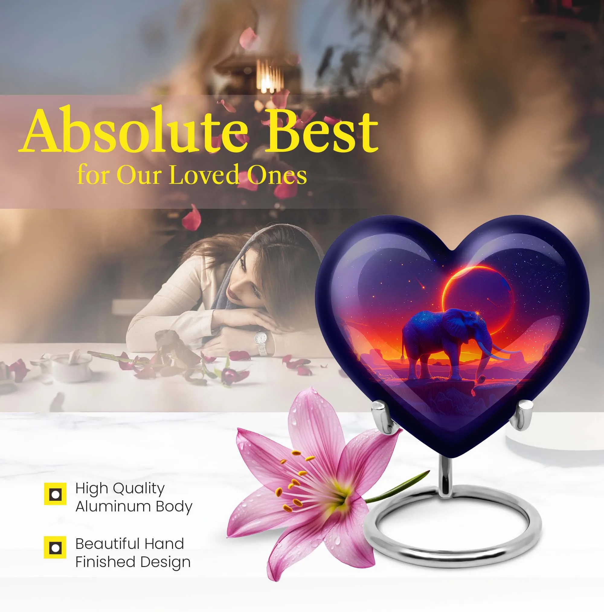 Elephant Memorial Keepsake for Cherished Adults, A Dignified Tribute