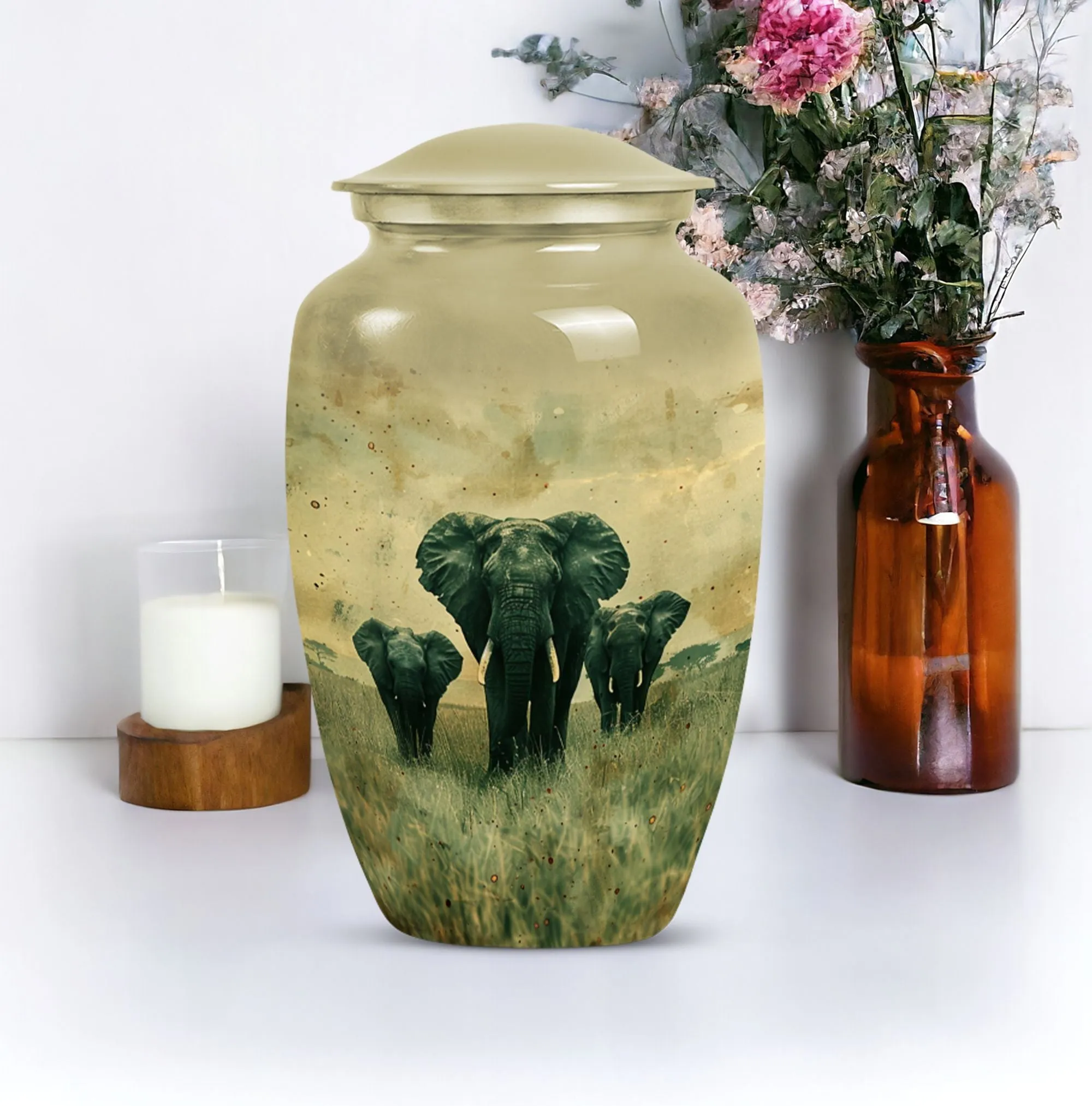 Elephant Urn Companion: Cremation Vessel for Sentimental Ashes Preservation