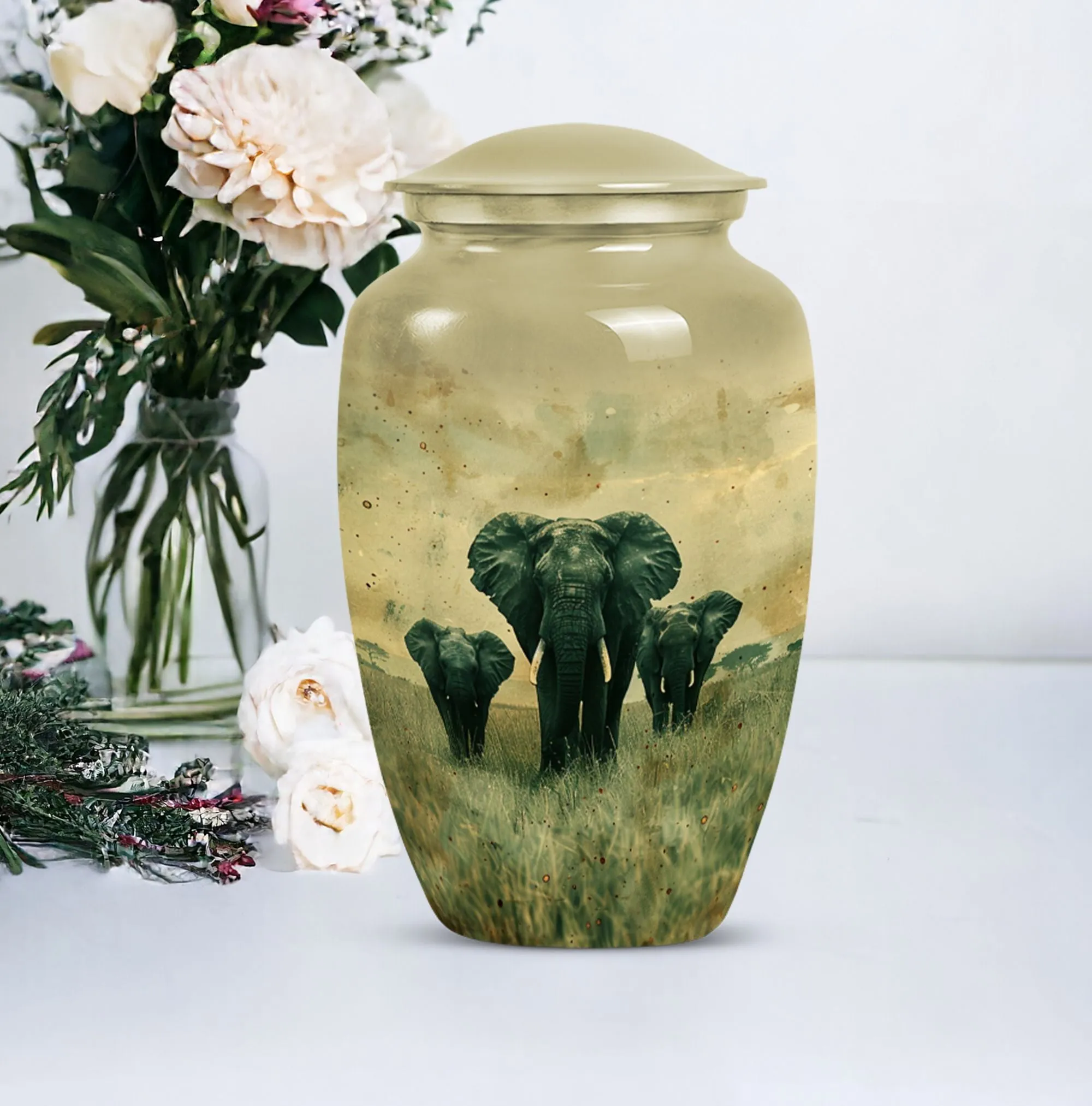 Elephant Urn Companion: Cremation Vessel for Sentimental Ashes Preservation