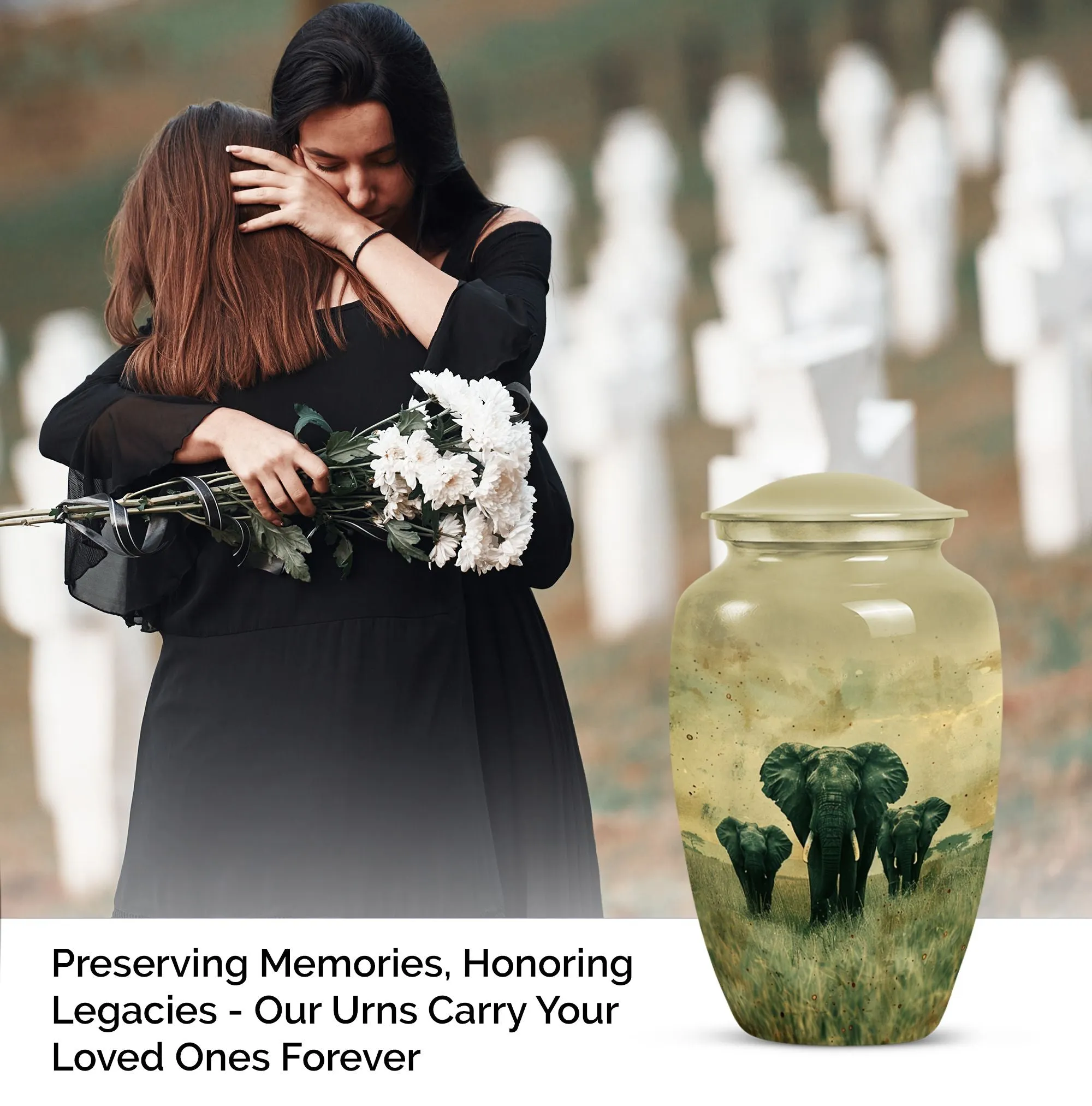Elephant Urn Companion: Cremation Vessel for Sentimental Ashes Preservation