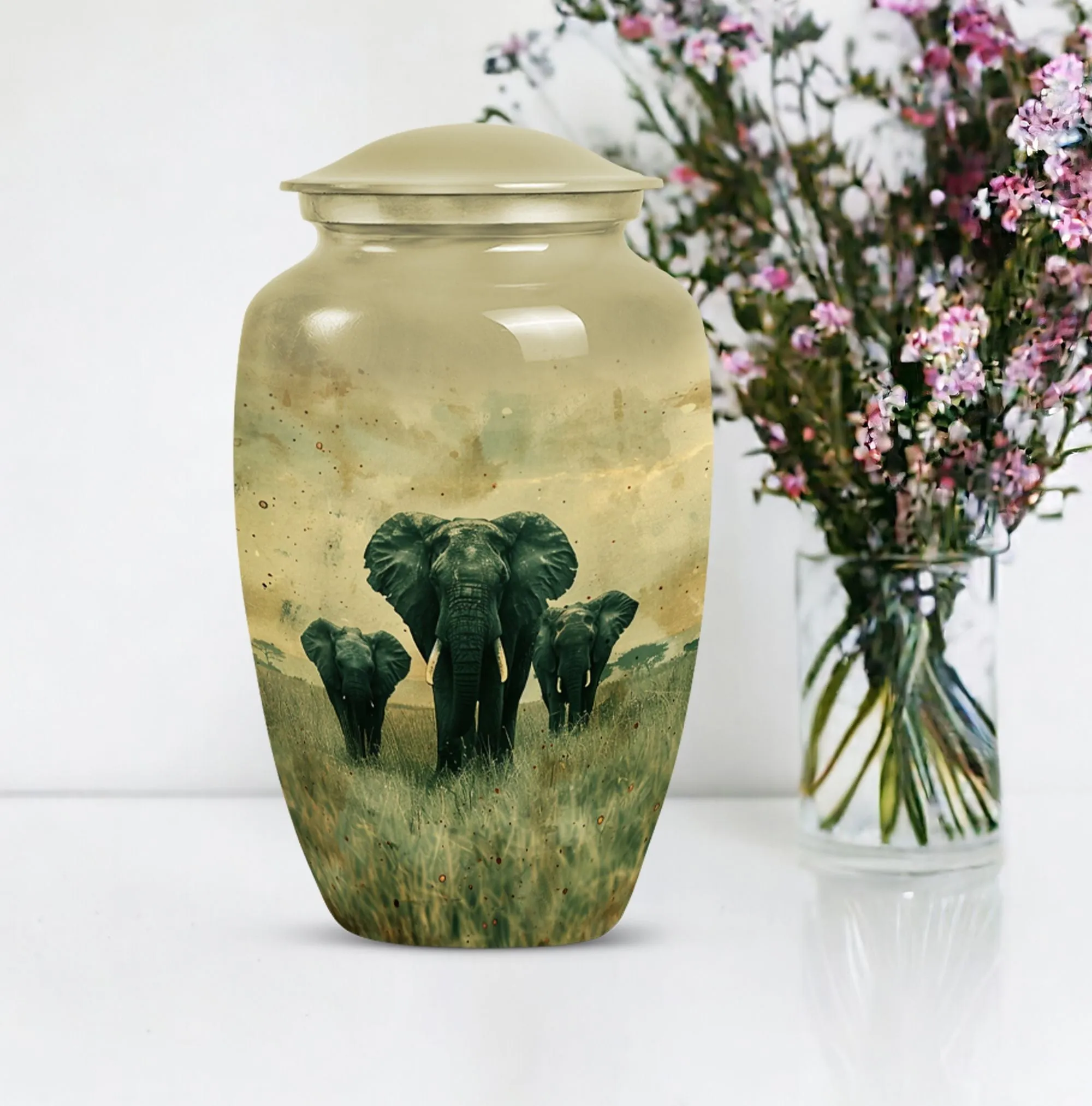 Elephant Urn Companion: Cremation Vessel for Sentimental Ashes Preservation