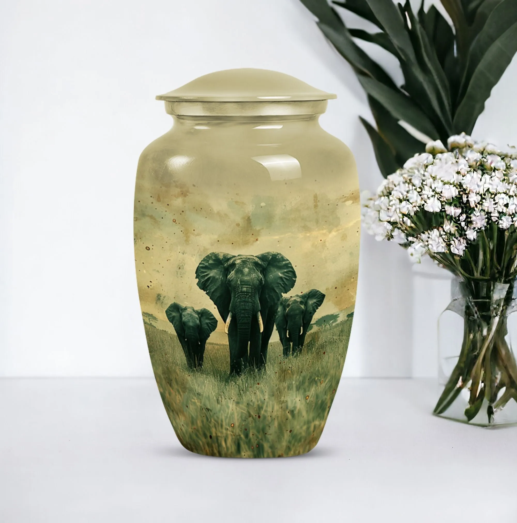 Elephant Urn Companion: Cremation Vessel for Sentimental Ashes Preservation
